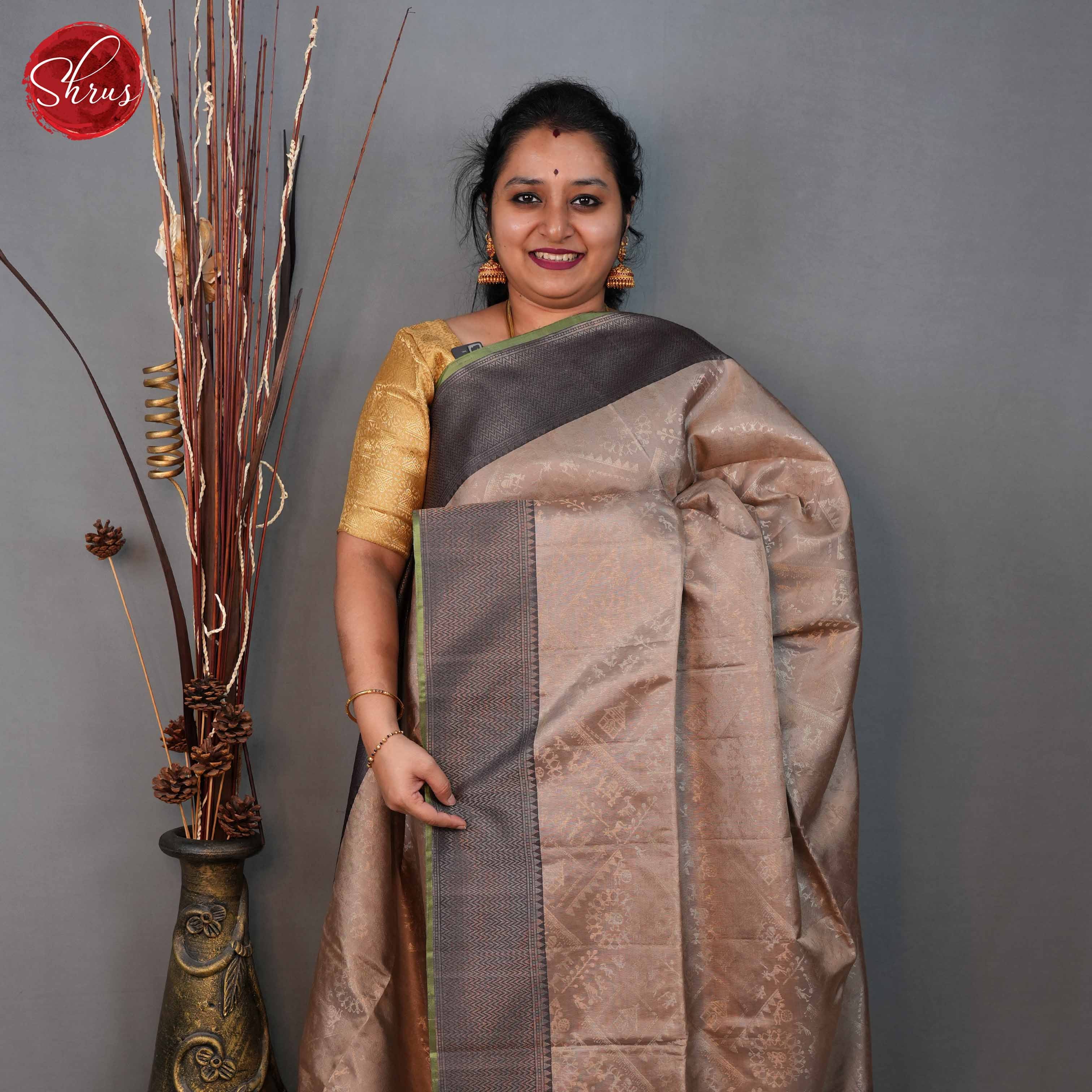 Light brown and brown- Soft Silk Saree - Shop on ShrusEternity.com