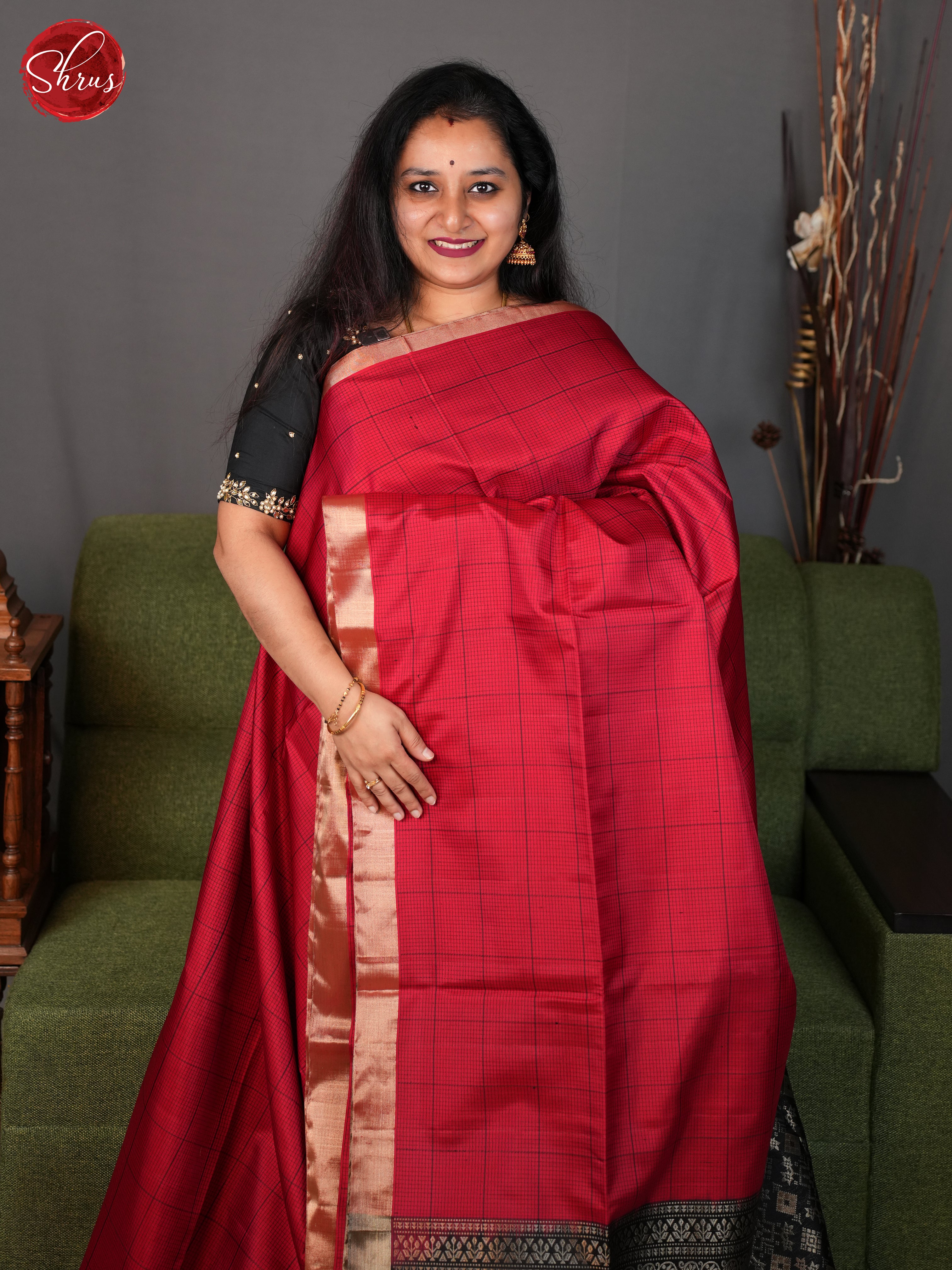 Red and green- Soft Silk Saree - Shop on ShrusEternity.com