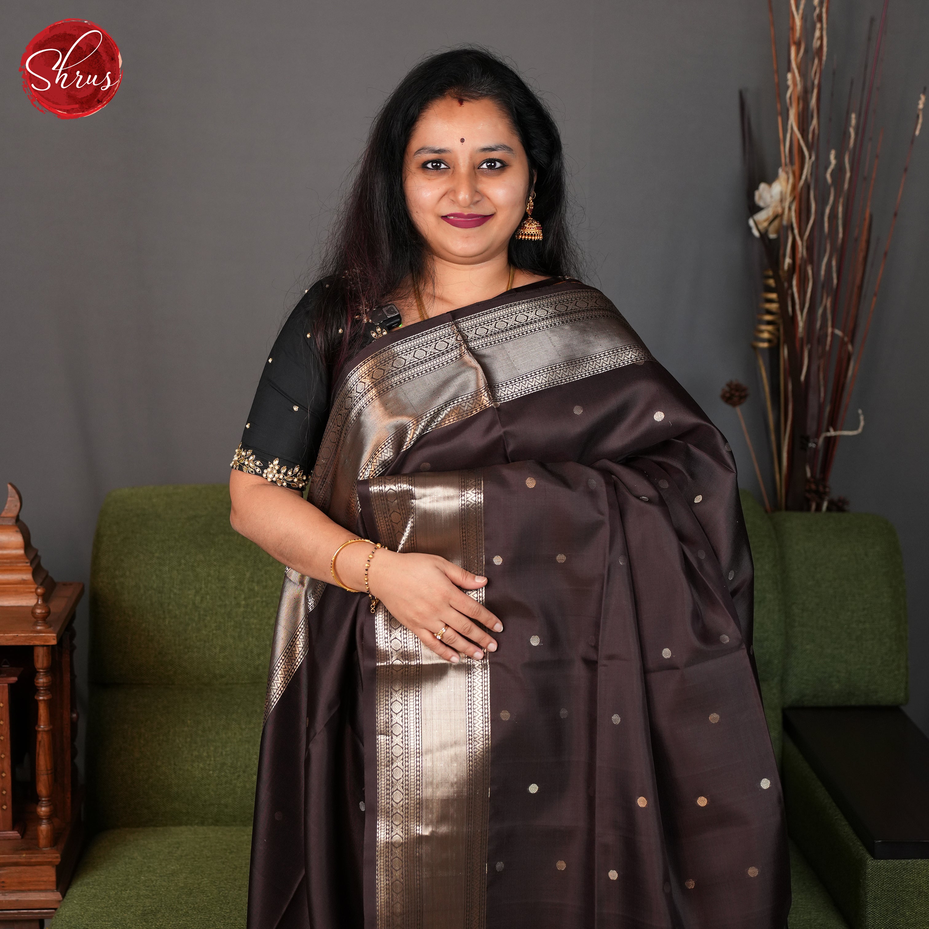 Brown(Single tone) - Soft Silk Saree - Shop on ShrusEternity.com