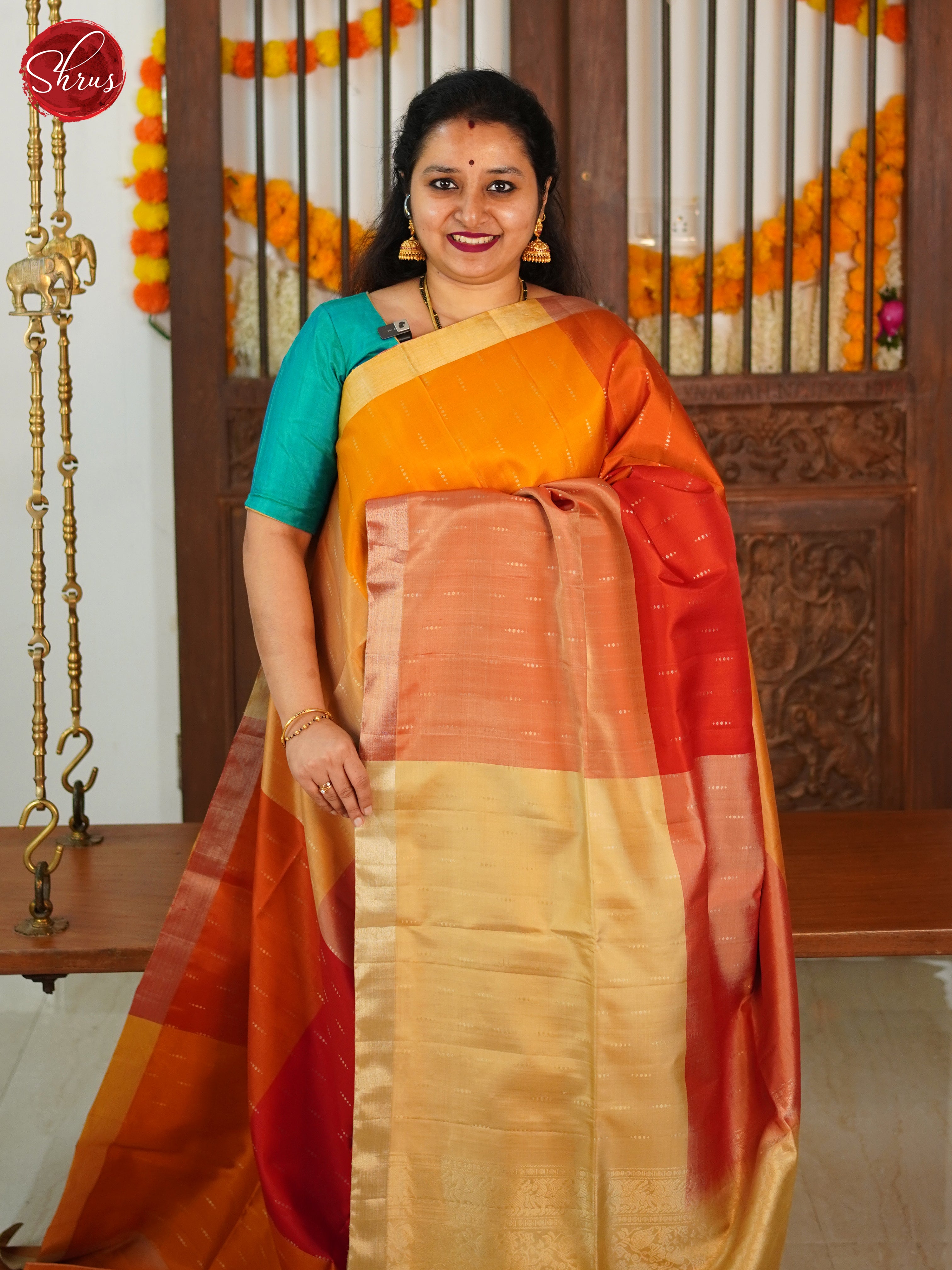 Multicolor and beige - Soft Silk Saree - Shop on ShrusEternity.com