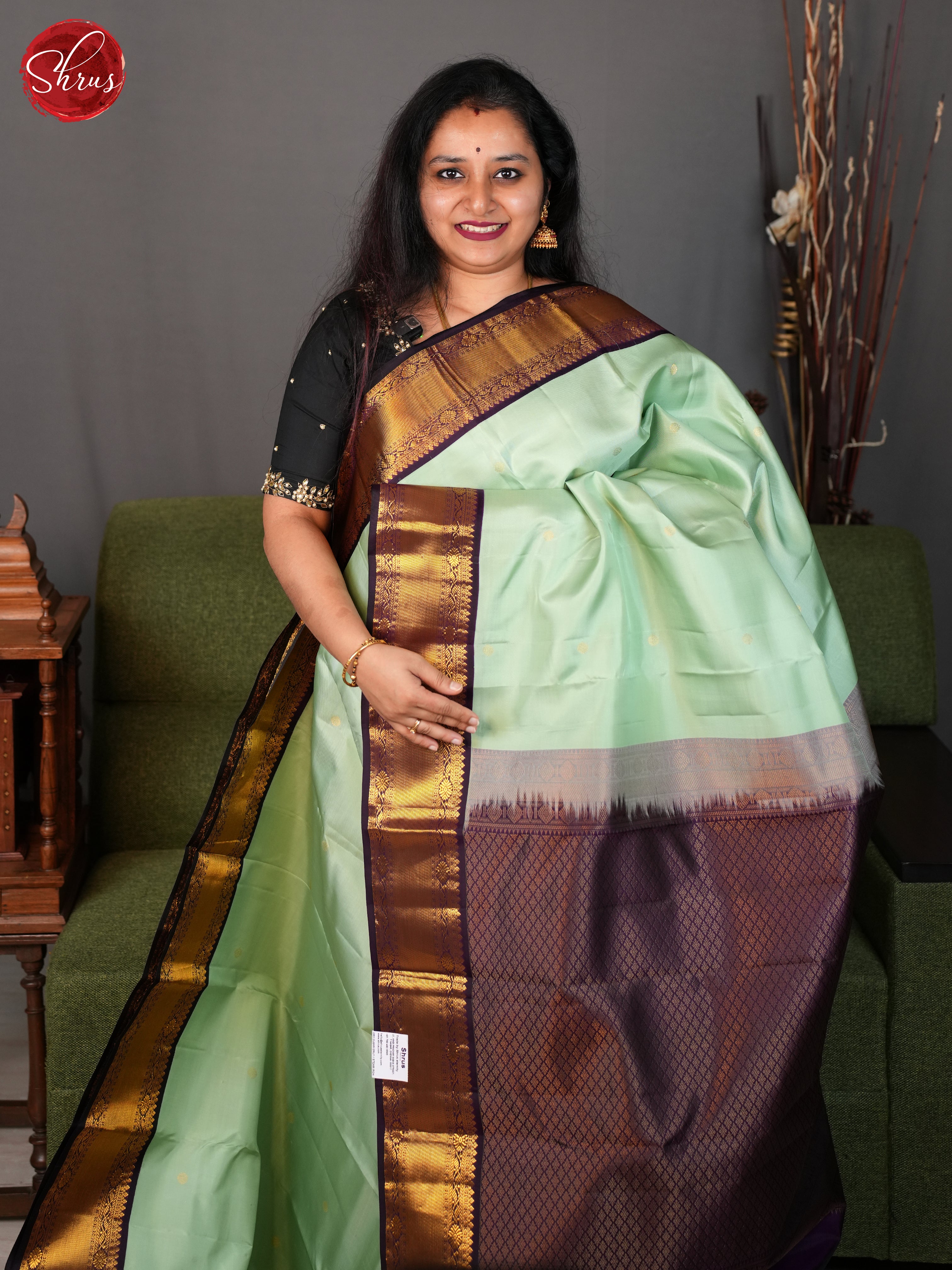 Green and Wine - Kanchipuram silk Saree - Shop on ShrusEternity.com