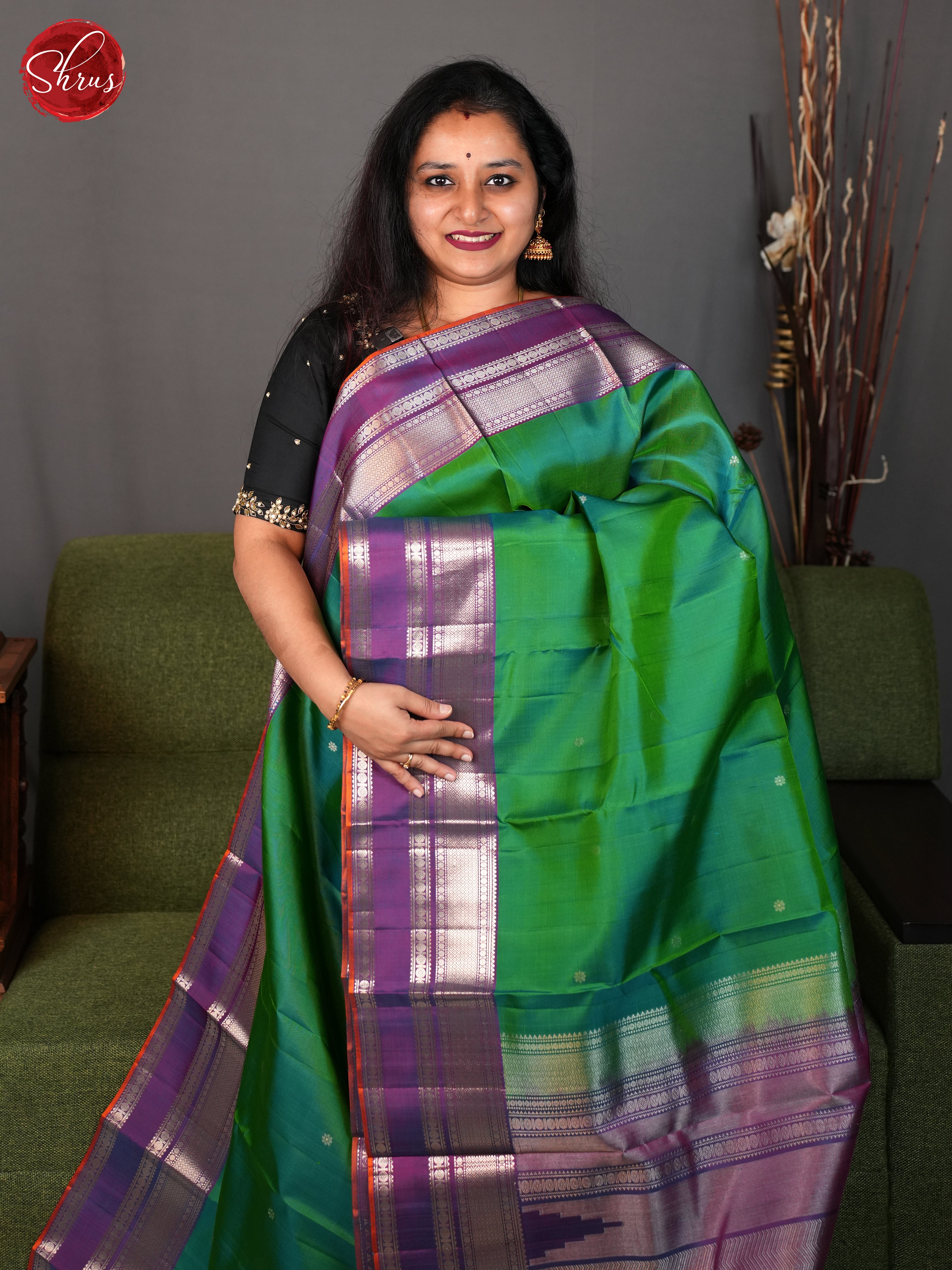 Green And Purple-Soft silk saree - Shop on ShrusEternity.com