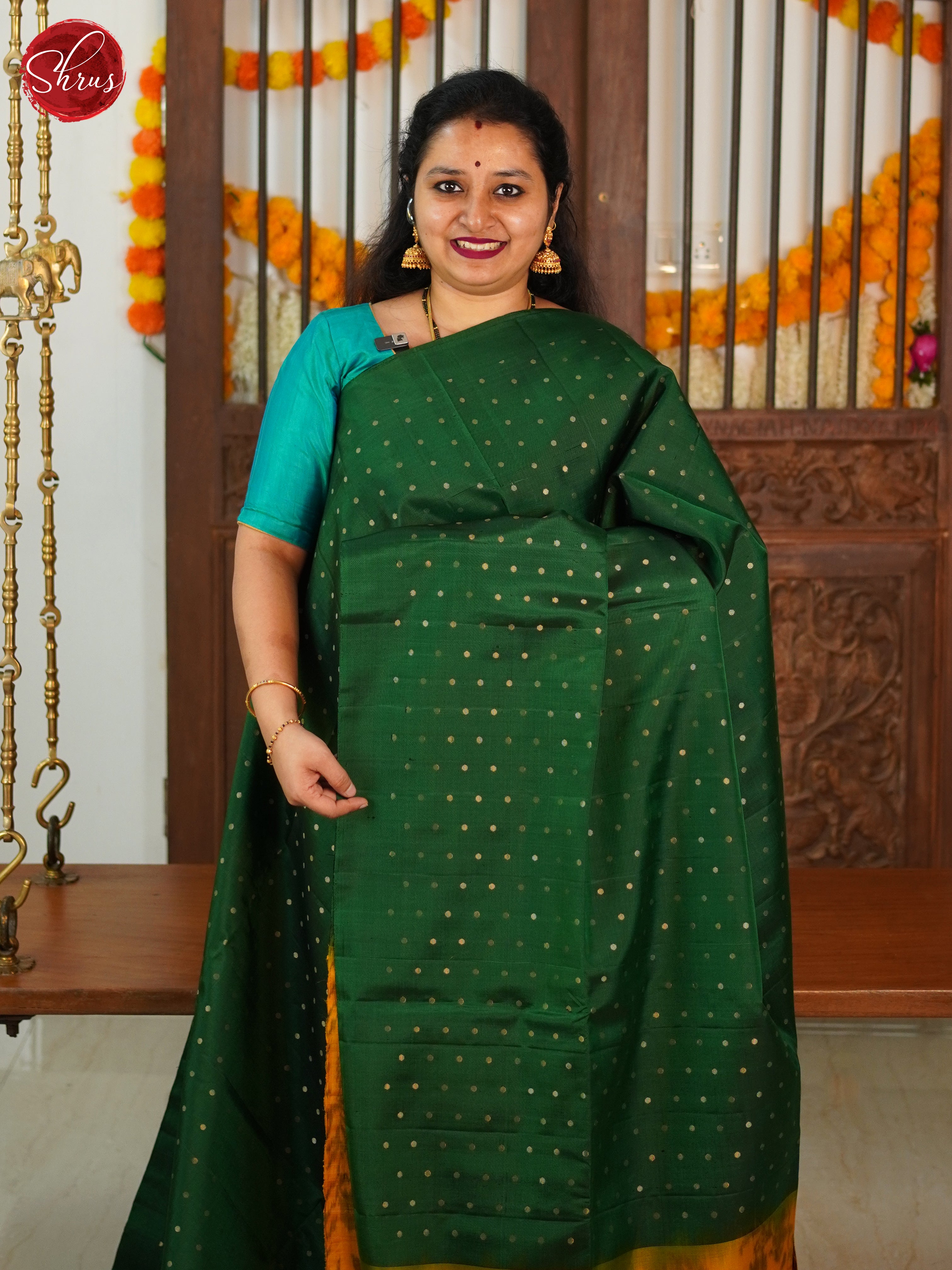 Green and Yellow - Soft Silk Saree - Shop on ShrusEternity.com