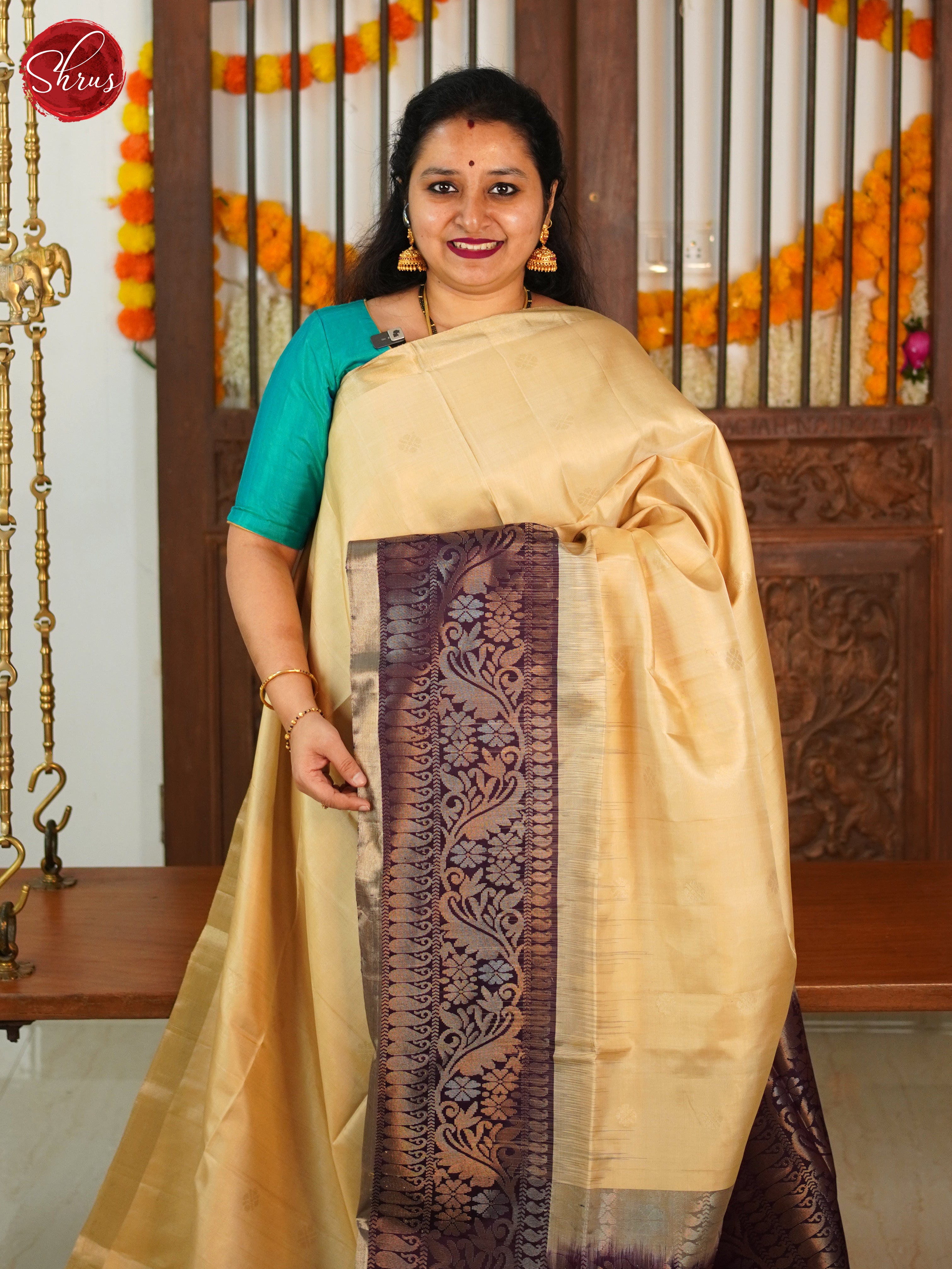 Sandal and Brown - Soft Silk Saree - Shop on ShrusEternity.com