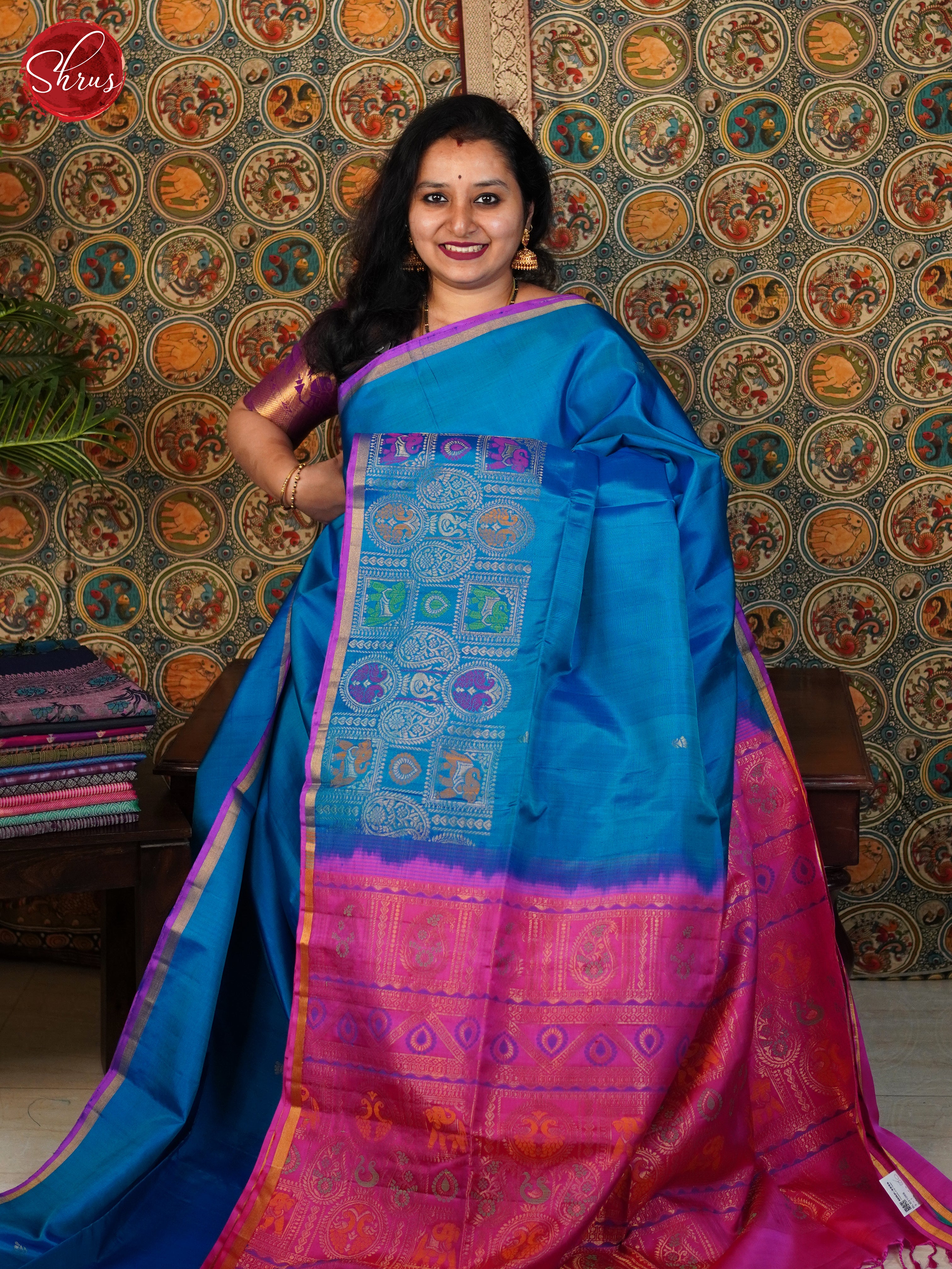 Blue And Pink-Soft silk saree - Shop on ShrusEternity.com