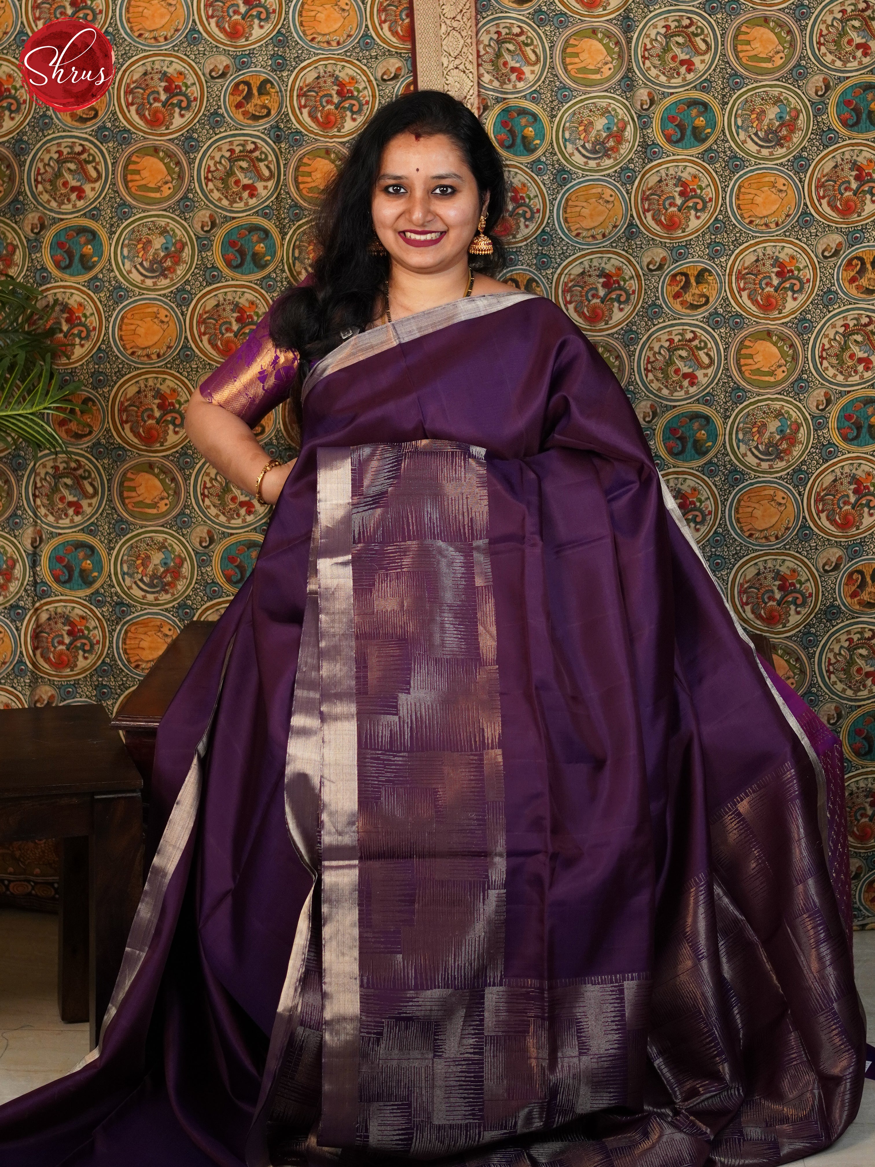 Deep Wine(single tone)-Soft silk saree - Shop on ShrusEternity.com