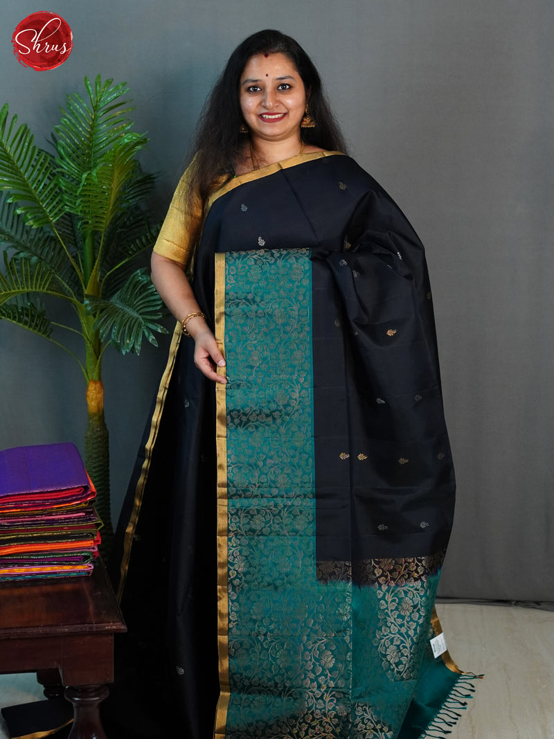 Black & Peacock Neck - Soft Silk Saree - Shop on ShrusEternity.com