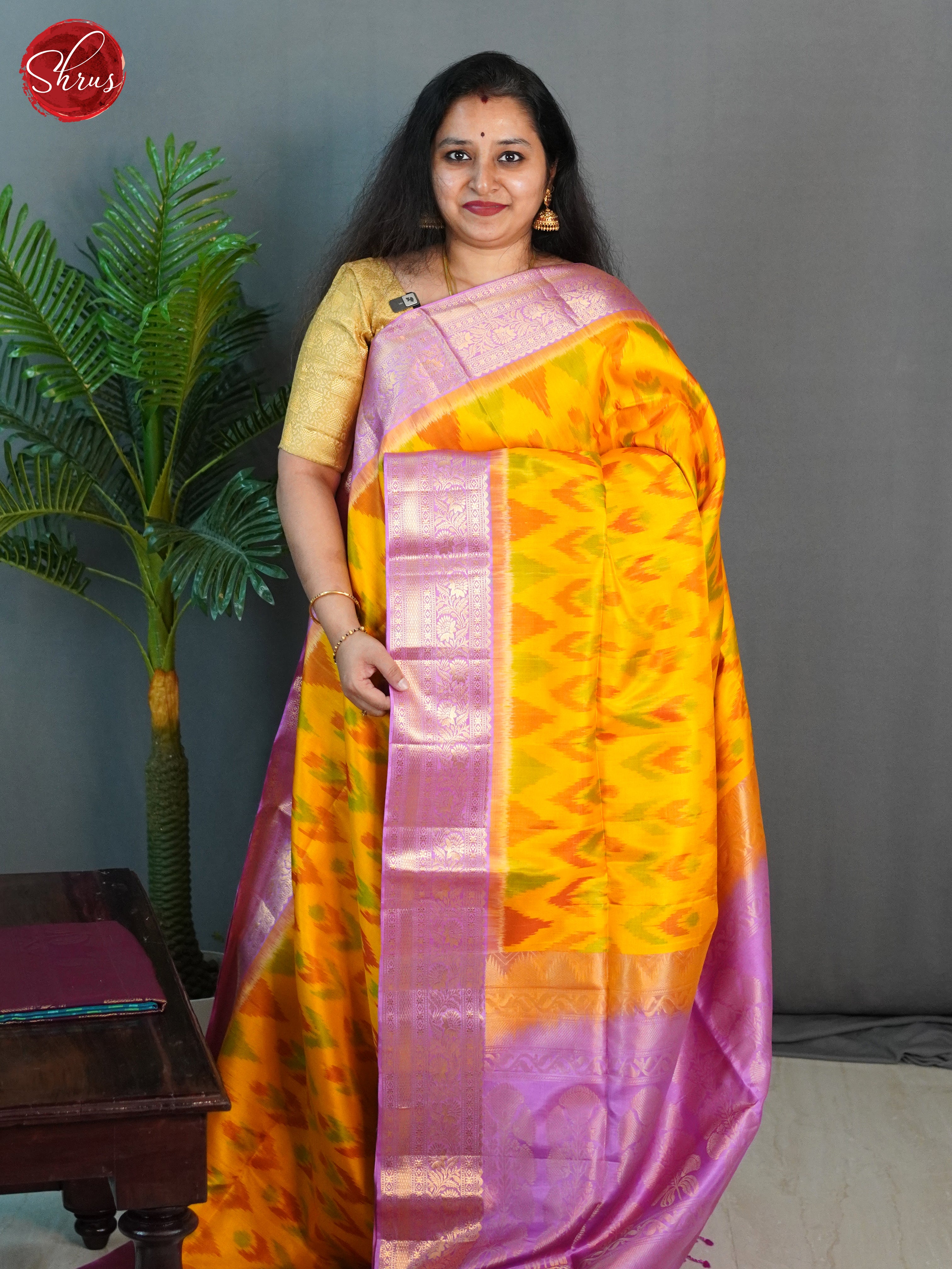 Yellow & Pink  - Soft Silk Saree - Shop on ShrusEternity.com