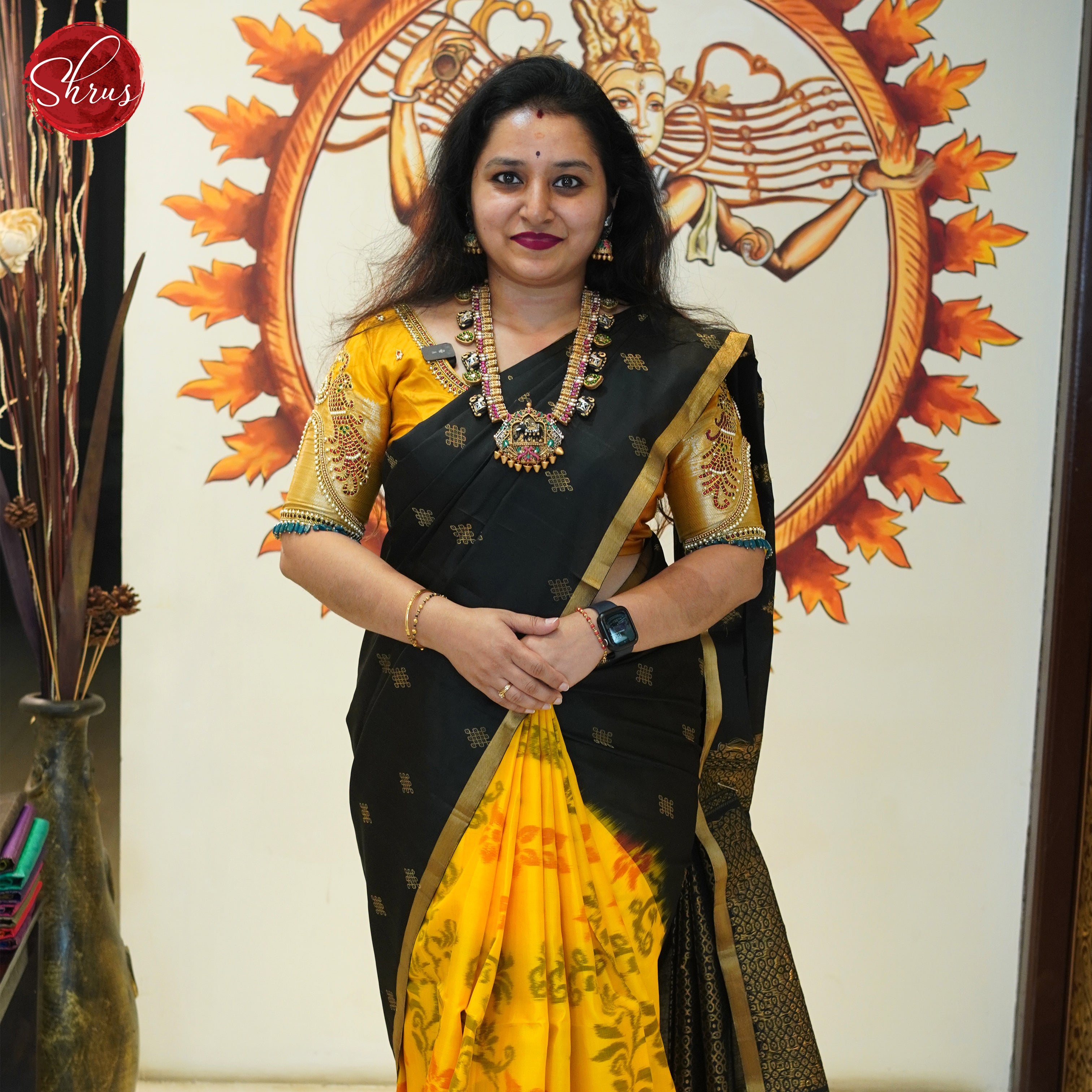 Black And Yellow - Soft Silk Saree - Shop on ShrusEternity.com