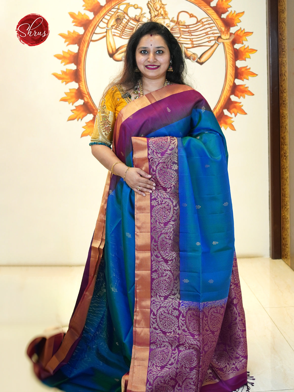 Blue And Wine- Soft Silk Saree - Shop on ShrusEternity.com