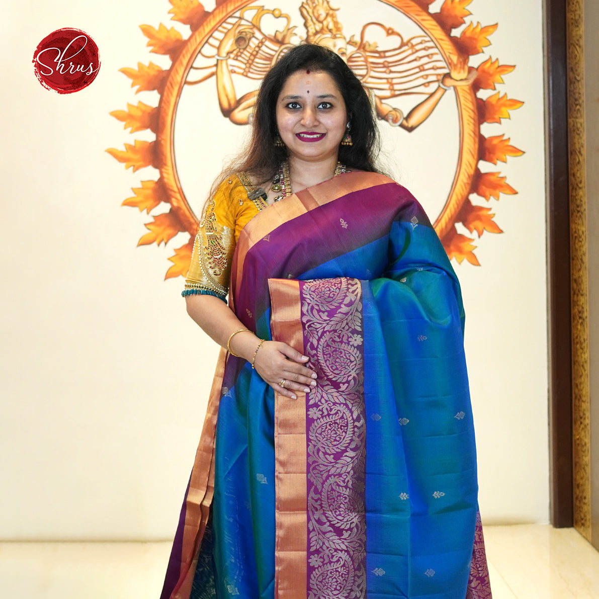 Blue And Wine- Soft Silk Saree - Shop on ShrusEternity.com