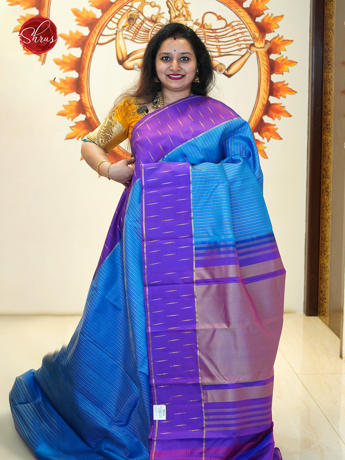 Blue And Purple - Kanchipuram silk Saree - Shop on ShrusEternity.com