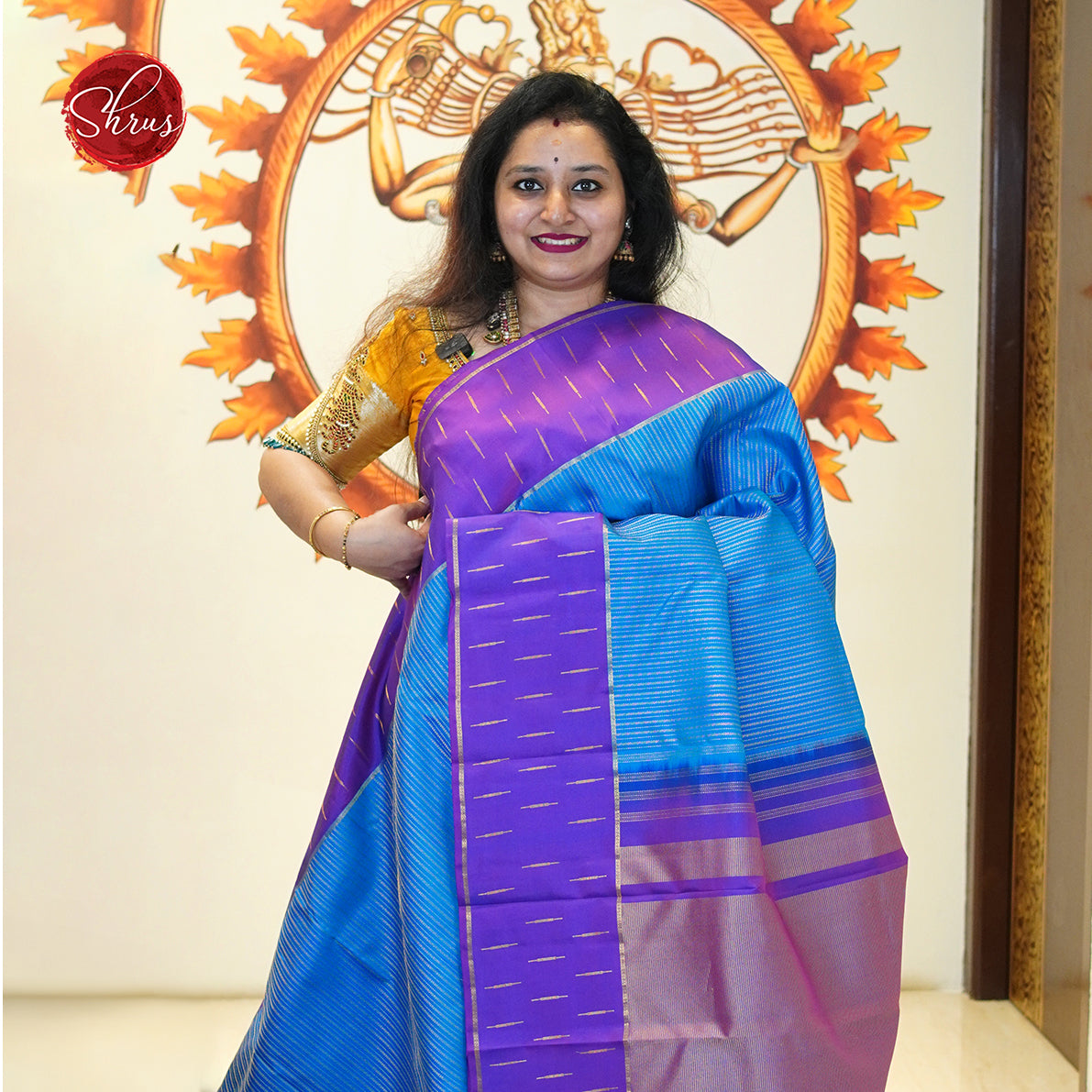 Blue And Purple - Kanchipuram silk Saree - Shop on ShrusEternity.com