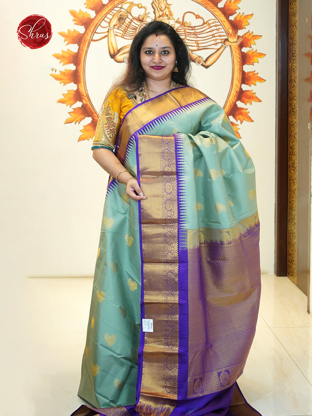 Pastel Green And Purpule - Kanchipuram silk Saree - Shop on ShrusEternity.com