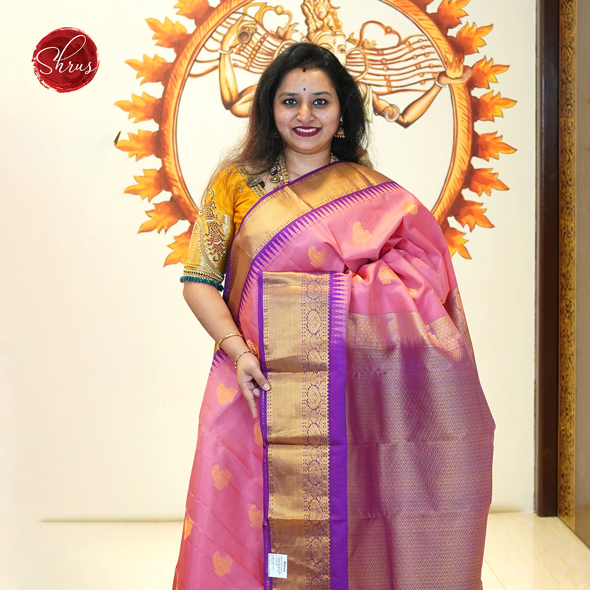 Pink And Purple - Kanchipuram silk Saree - Shop on ShrusEternity.com