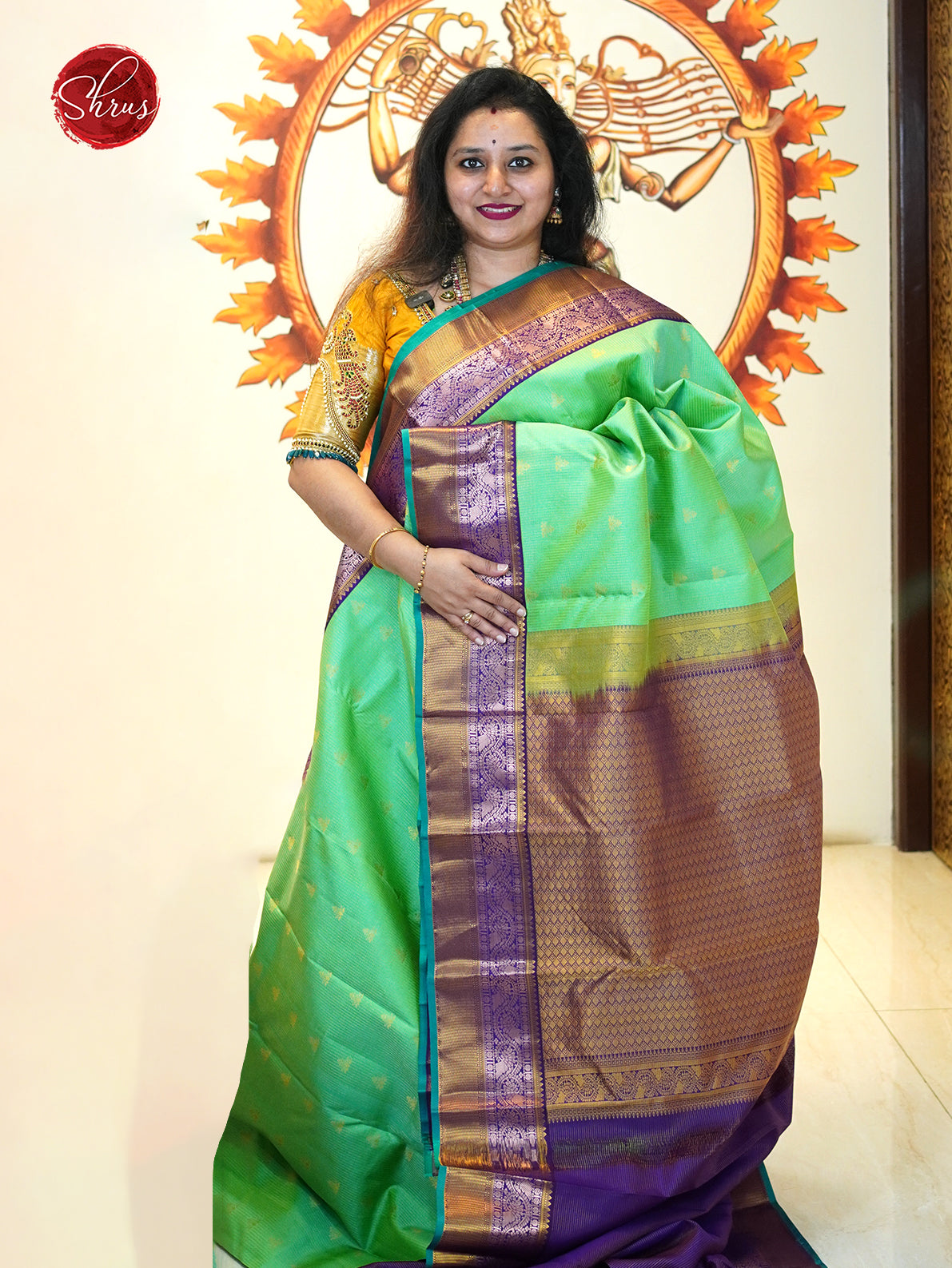 Green And Wine - Kanchipuram silk Saree - Shop on ShrusEternity.com