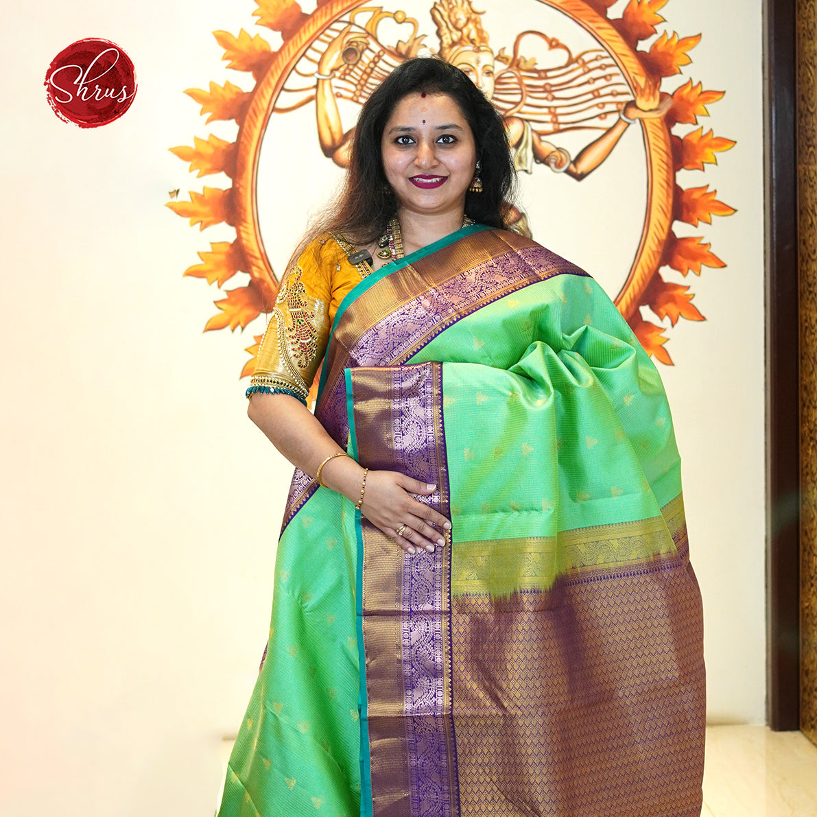 Green And Wine - Kanchipuram silk Saree - Shop on ShrusEternity.com