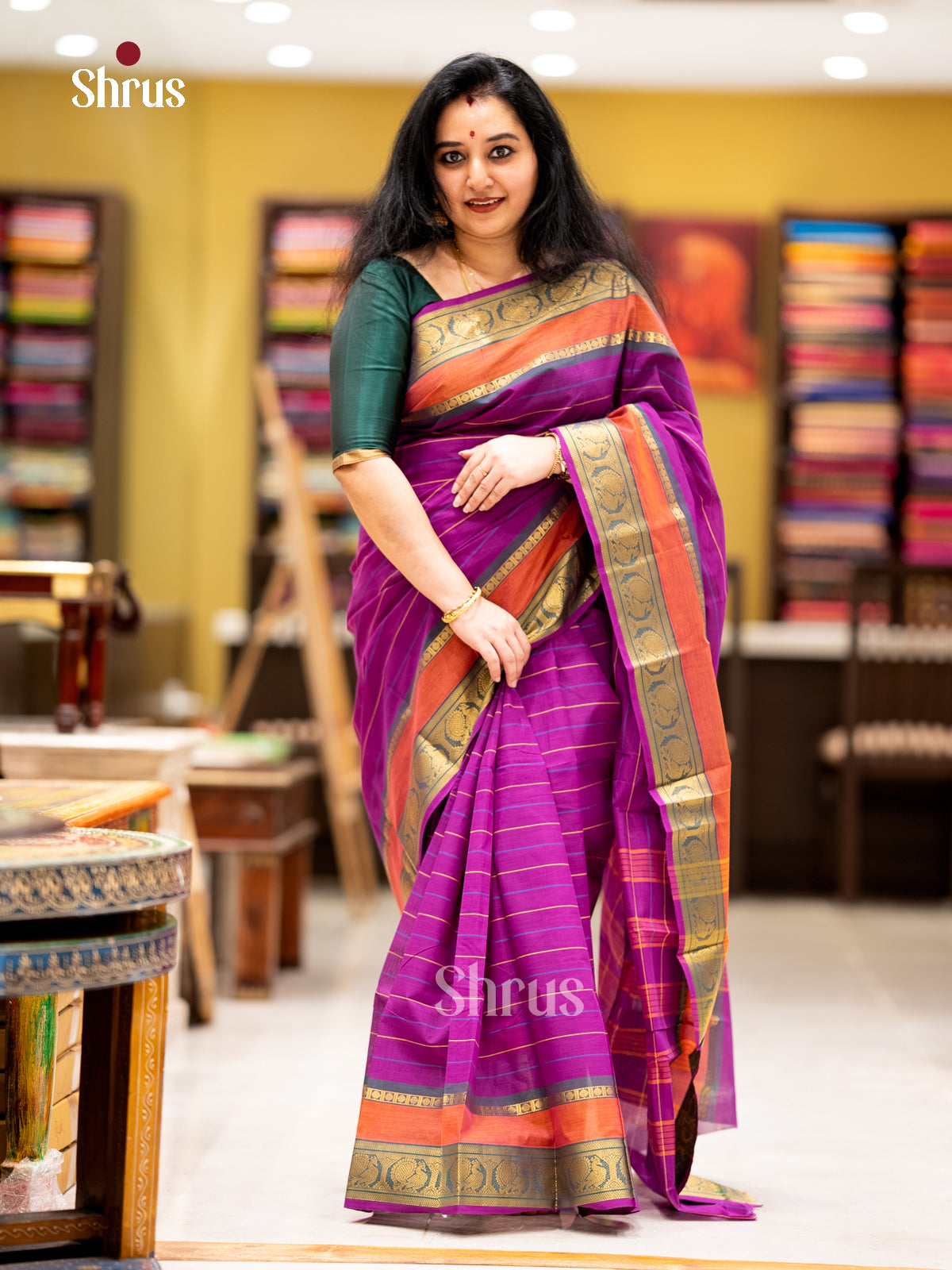 EBS02054 - Chettinad Cotton-Without Blouse - Saree - Shop on Shrus.com