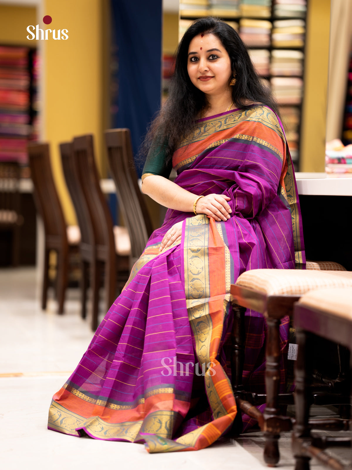 EBS02054 - Chettinad Cotton-Without Blouse - Saree - Shop on Shrus.com