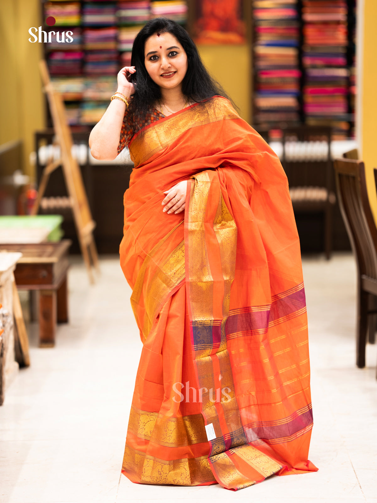 EBS02165 - Chettinad Cotton-Without Blouse - Saree - Shop on Shrus.com