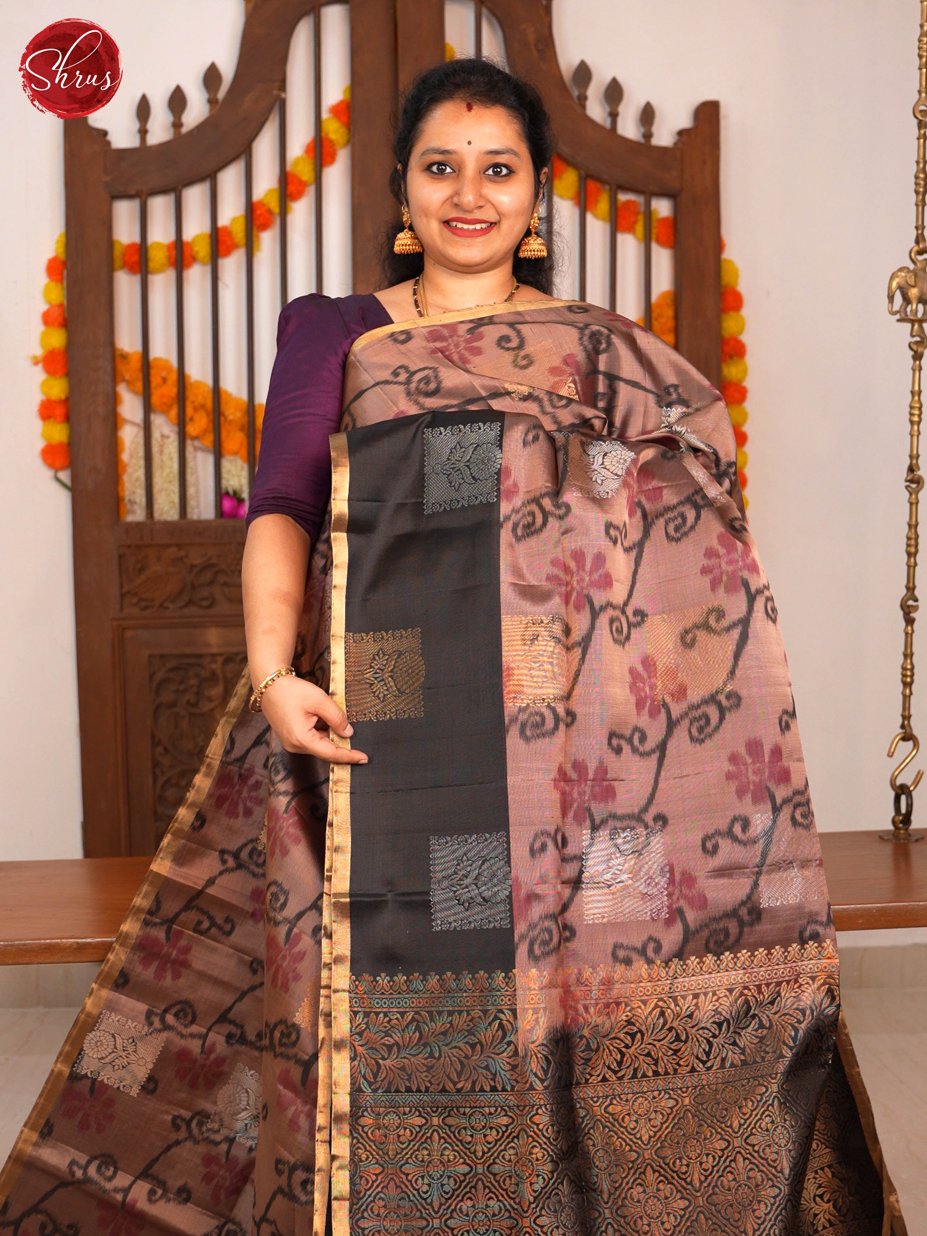 Brown & Dark Brown- Soft Silk Saree - Shop on ShrusEternity.com