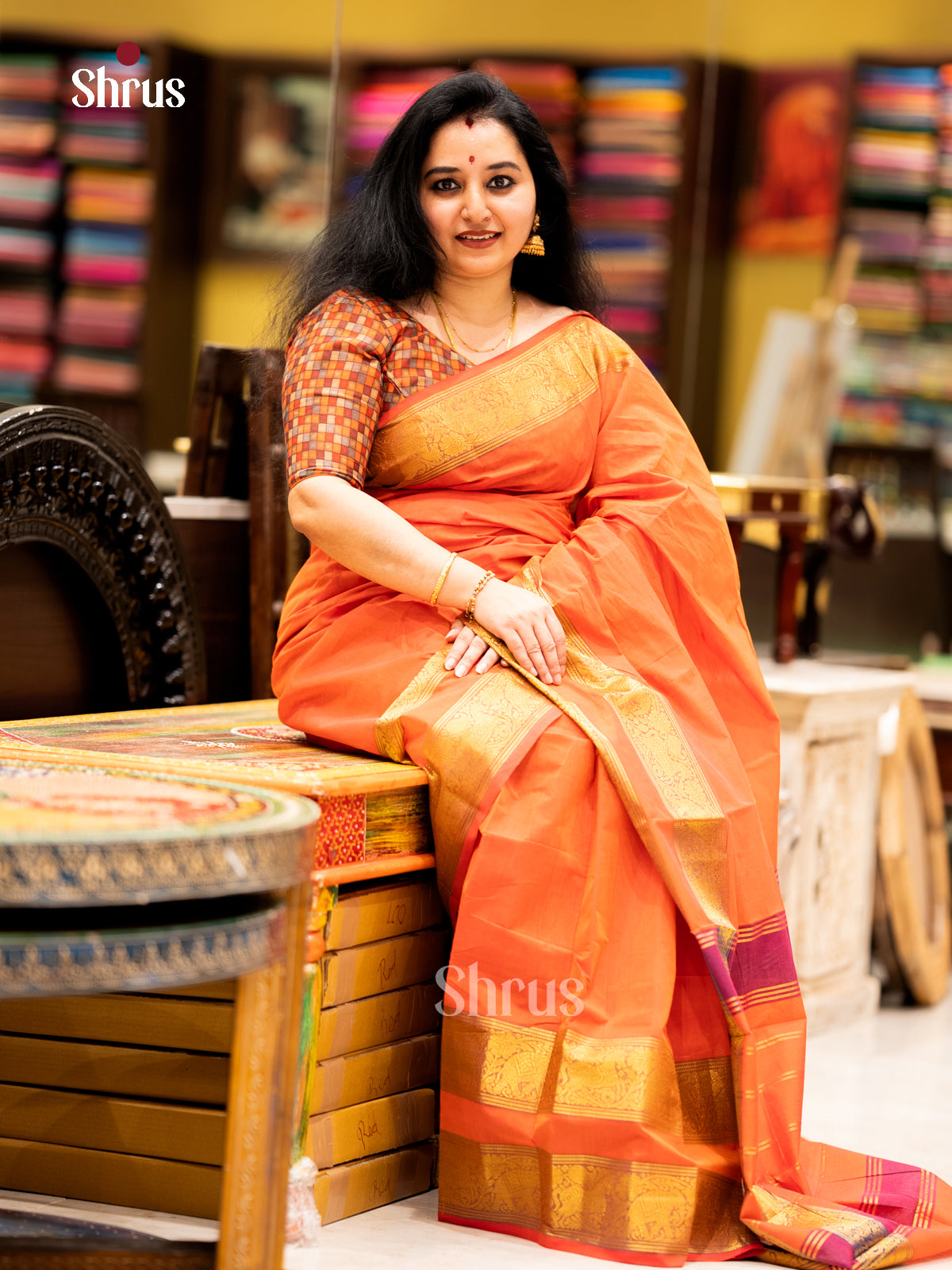 EBS02165 - Chettinad Cotton-Without Blouse - Saree - Shop on Shrus.com
