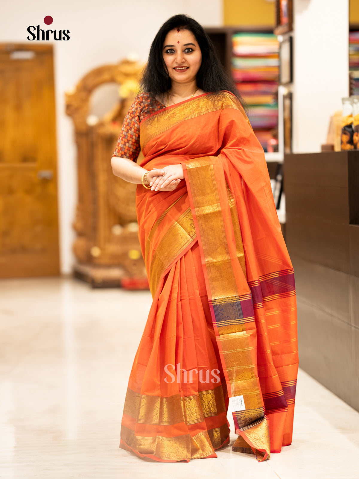 EBS02165 - Chettinad Cotton-Without Blouse - Saree - Shop on Shrus.com