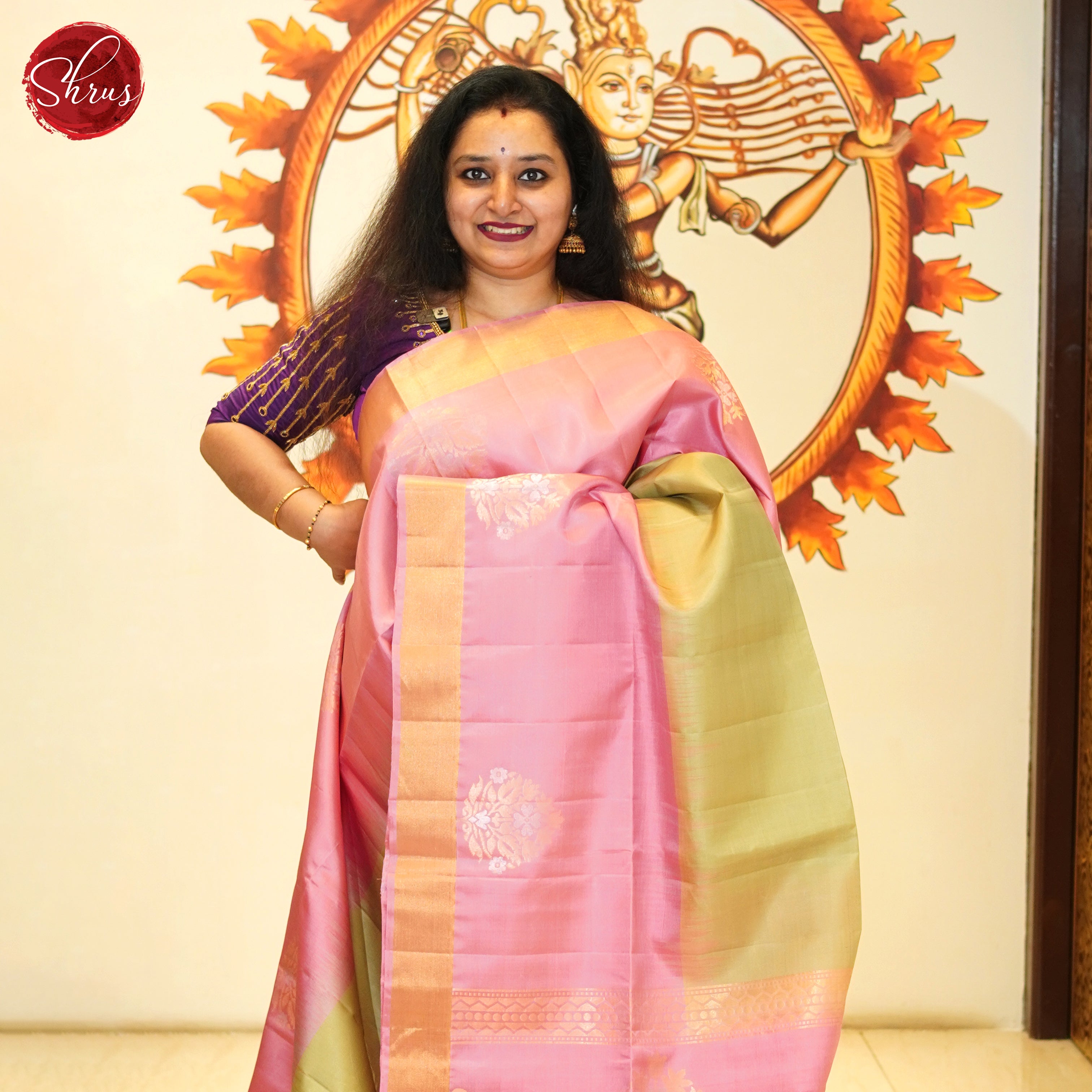 Green & Pink - Soft Silk Saree - Shop on ShrusEternity.com