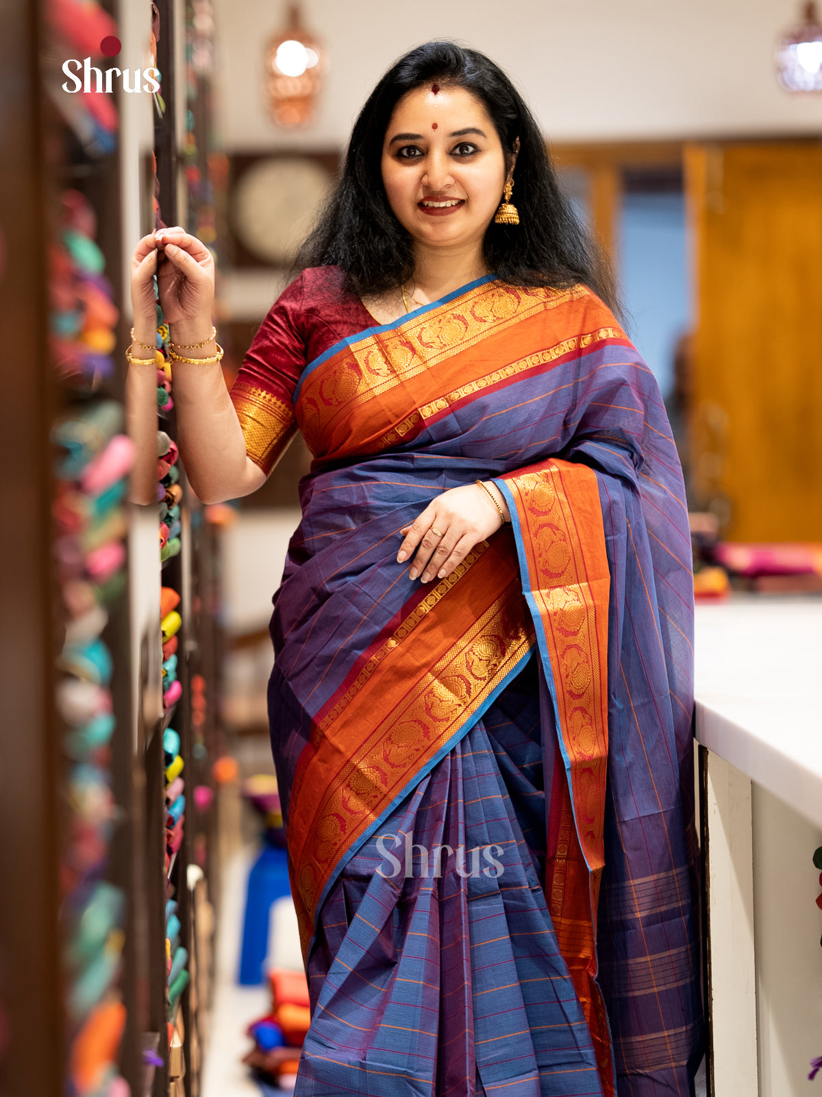 EBS02056 - Chettinad Cotton-Without Blouse - Saree - Shop on Shrus.com