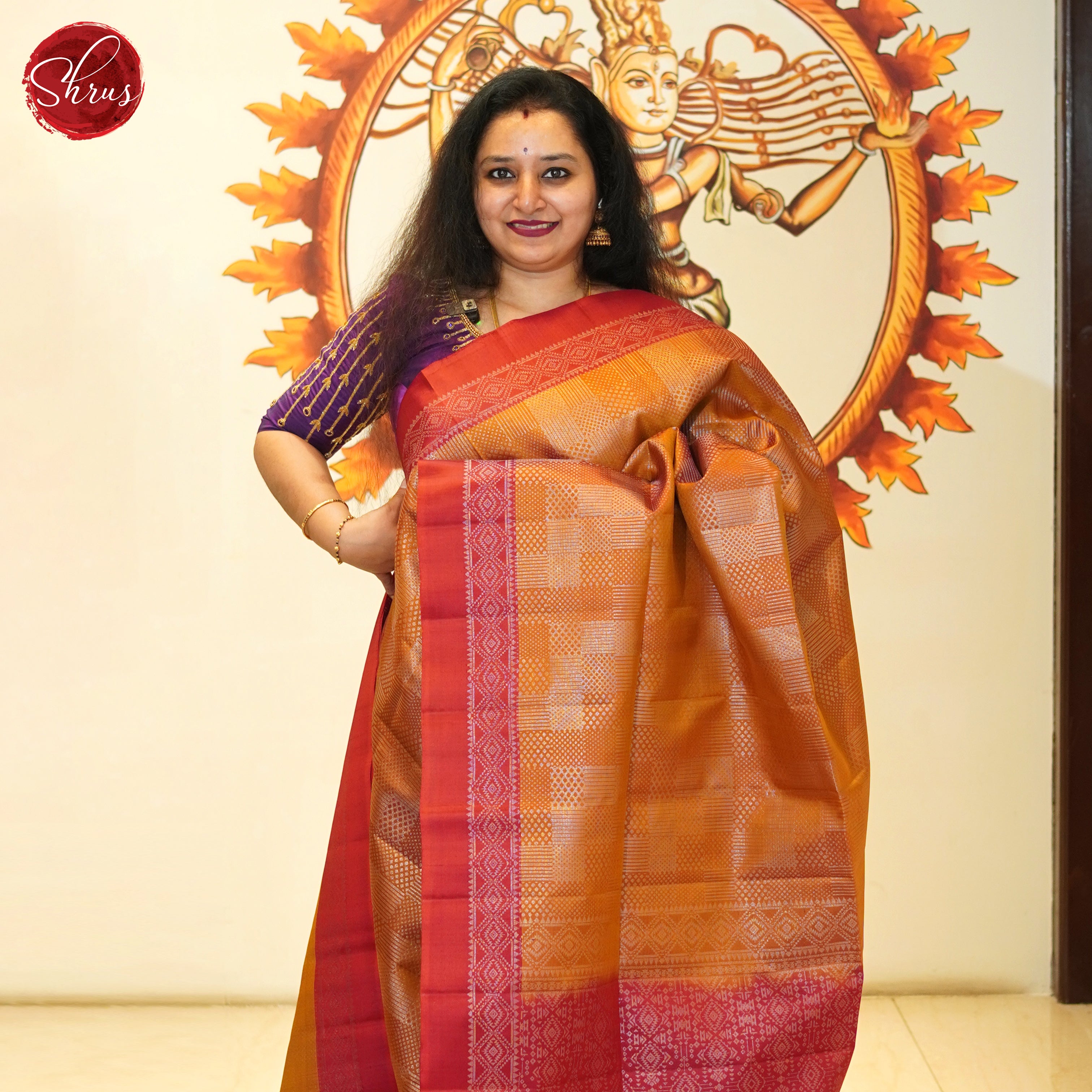 Honey & Red - Soft Silk Saree - Shop on ShrusEternity.com