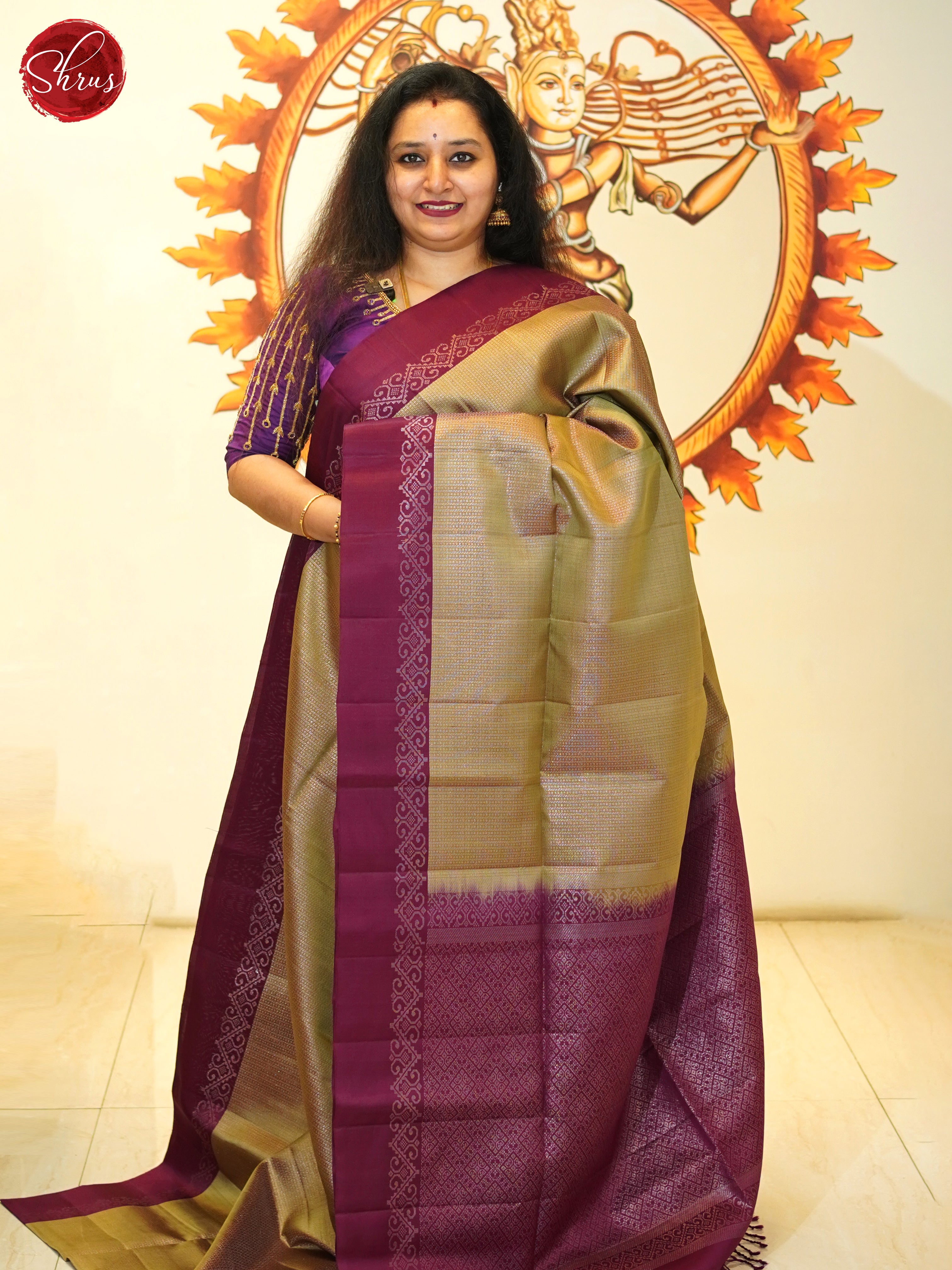 Mehandi Green & Maroon- Soft Silk Saree - Shop on ShrusEternity.com