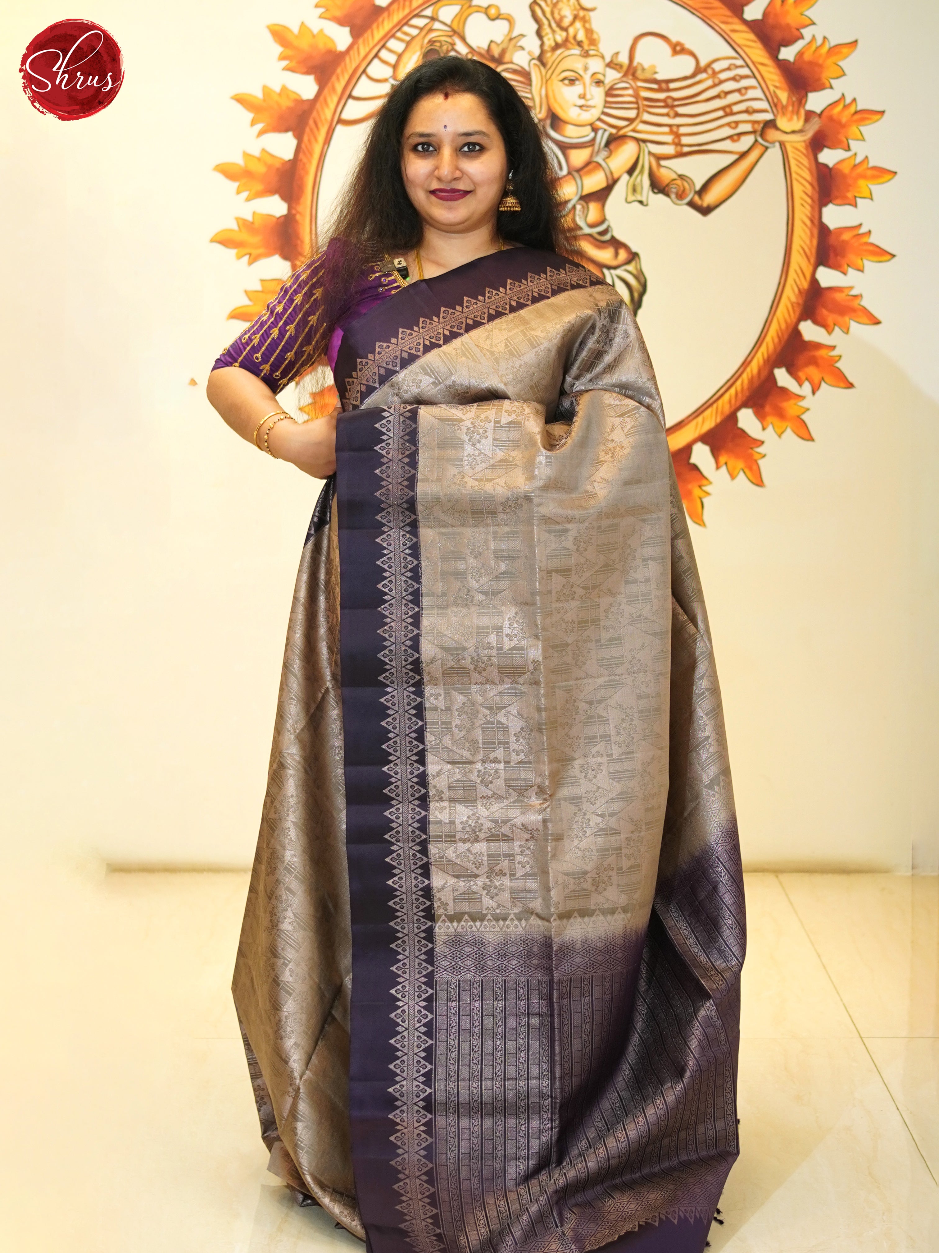 Gold  & Brown - Soft Silk Saree - Shop on ShrusEternity.com