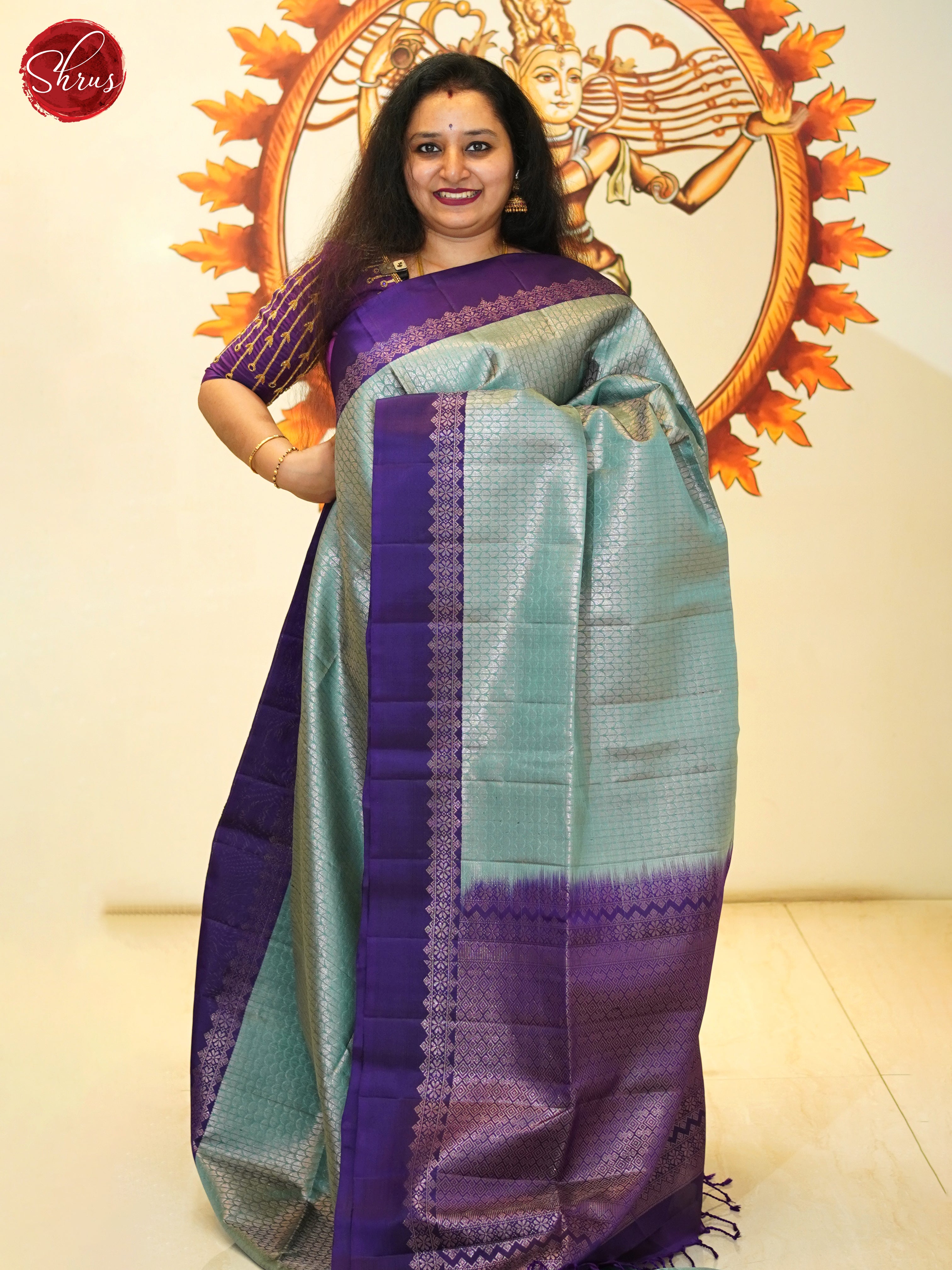 Teal Green & Eggplant - Soft Silk Saree - Shop on ShrusEternity.com