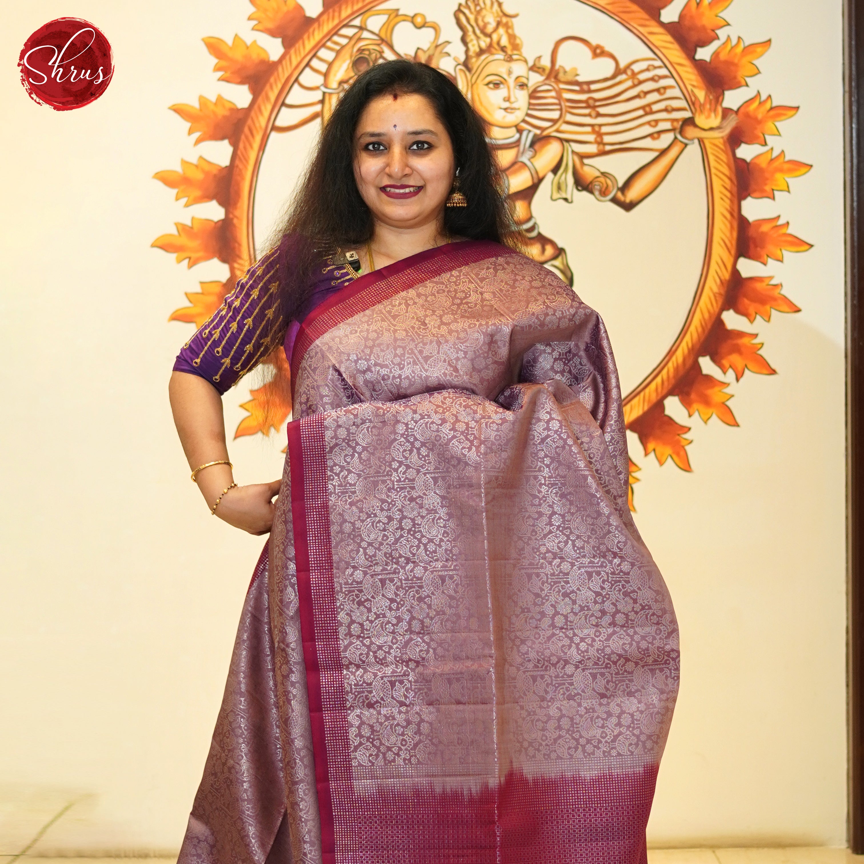 Brown & Maroon - Soft Silk Saree - Shop on ShrusEternity.com