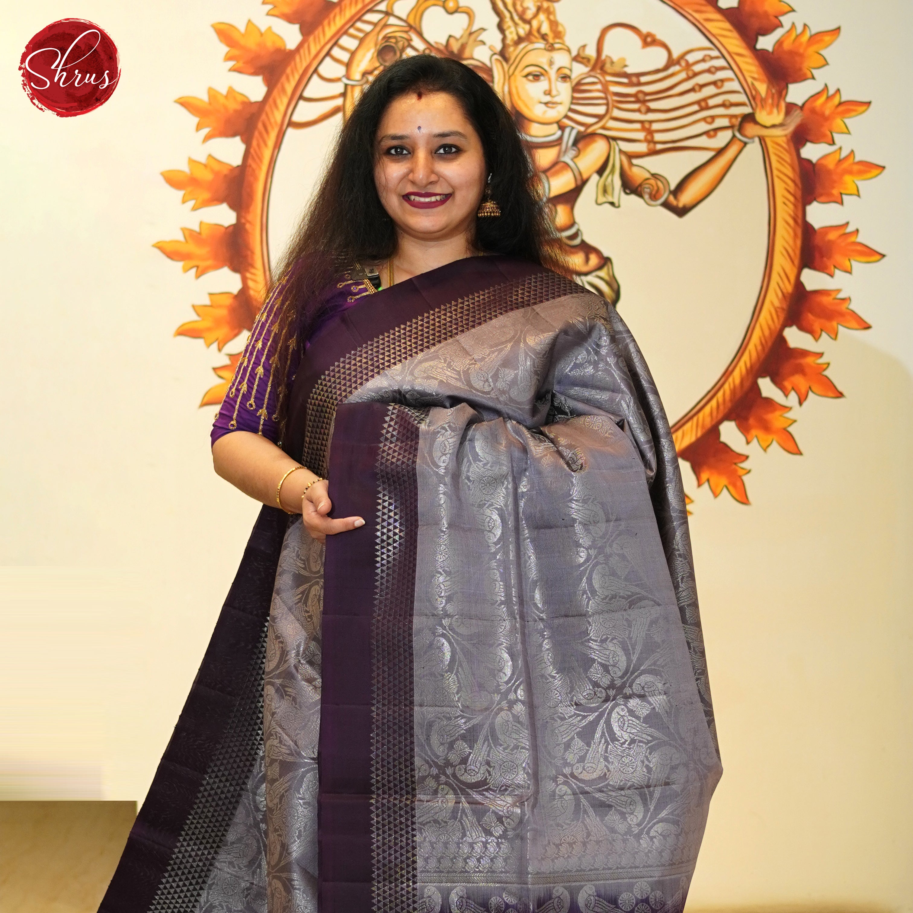 Dusty Pink & Wine - Soft Silk Saree - Shop on ShrusEternity.com