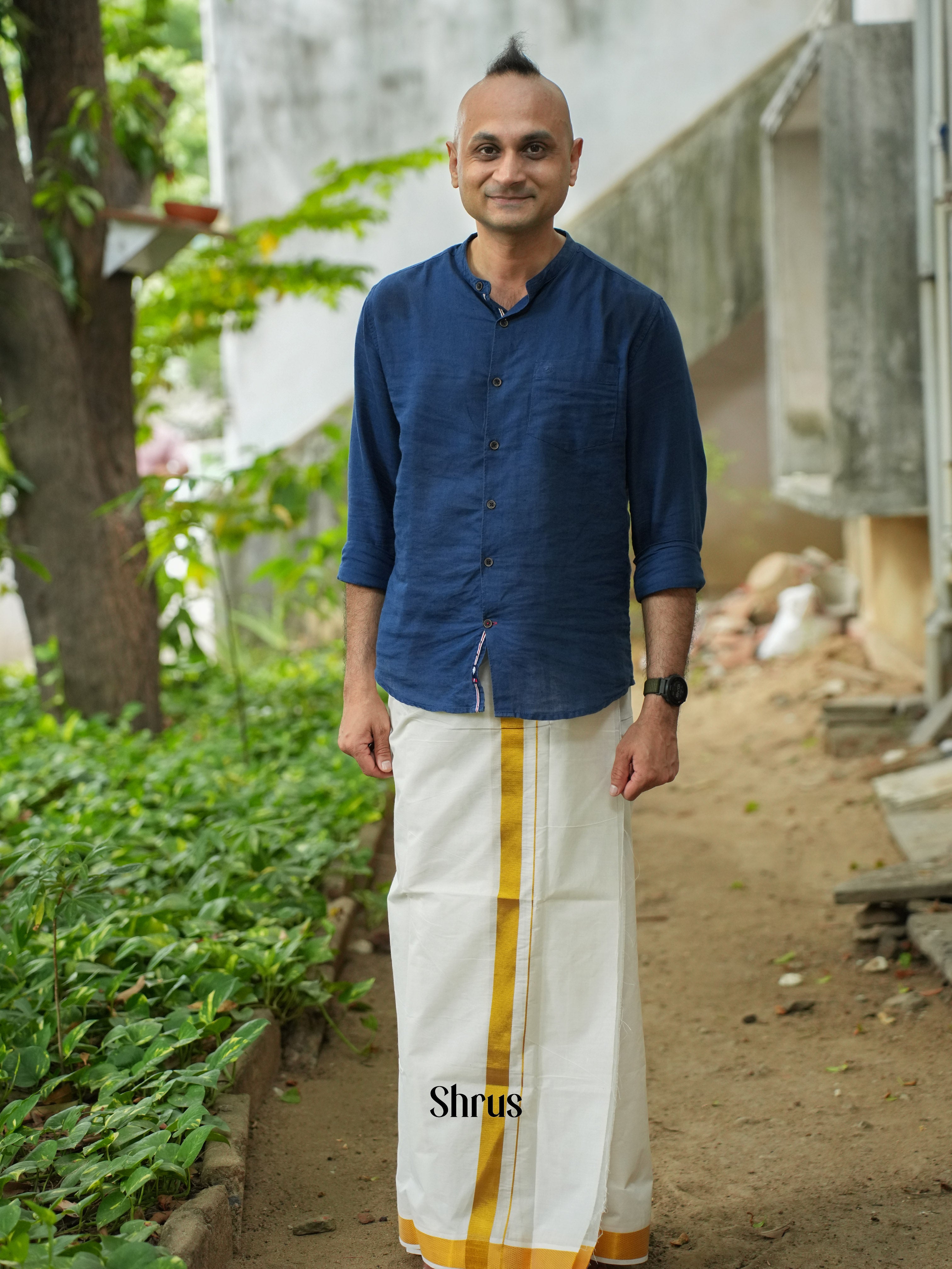 White & Gold - Dhoti - Shop on ShrusEternity.com