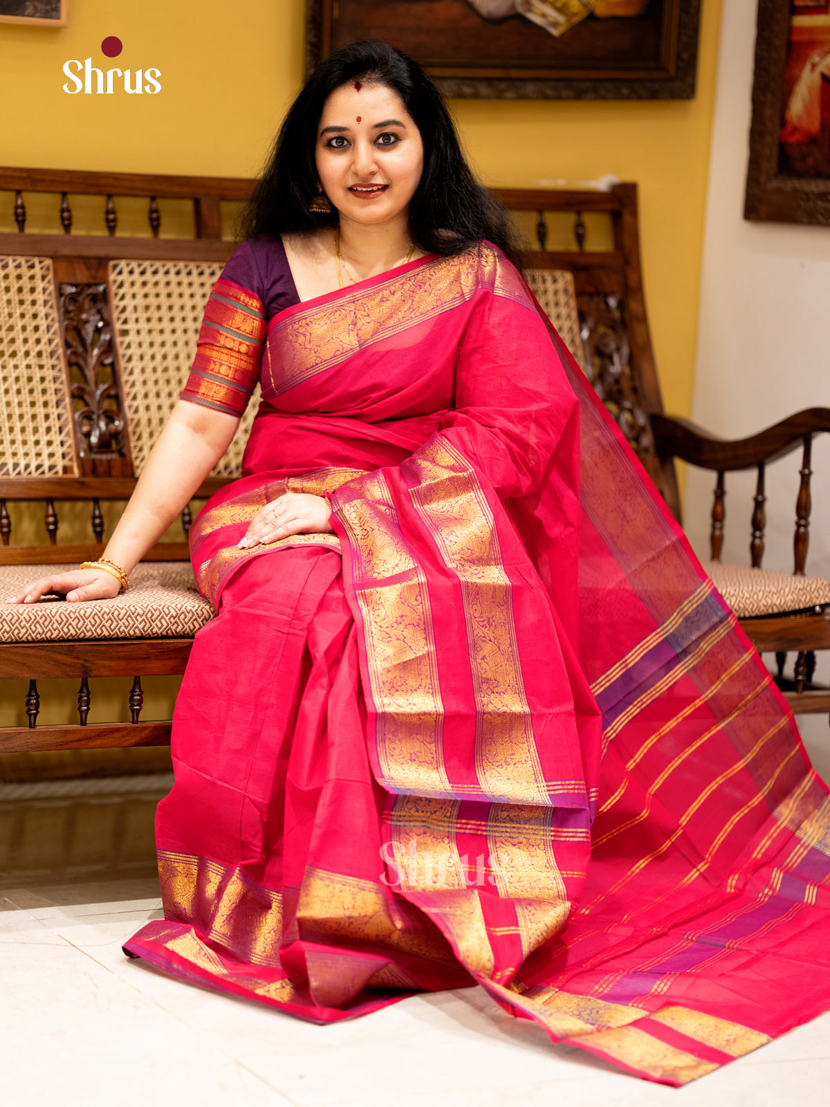 EBS02163 - Chettinad Cotton-Without Blouse - Saree - Shop on Shrus.com