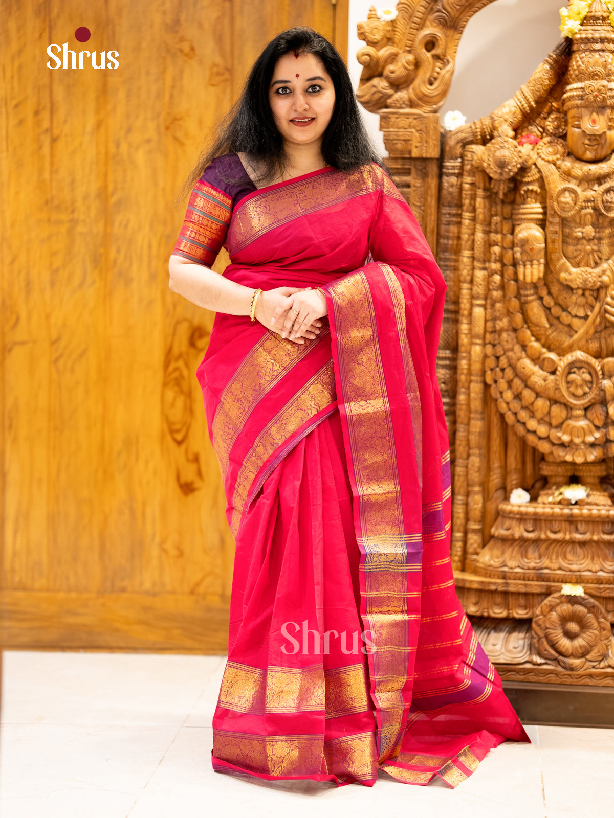 EBS02163 - Chettinad Cotton-Without Blouse - Saree - Shop on Shrus.com