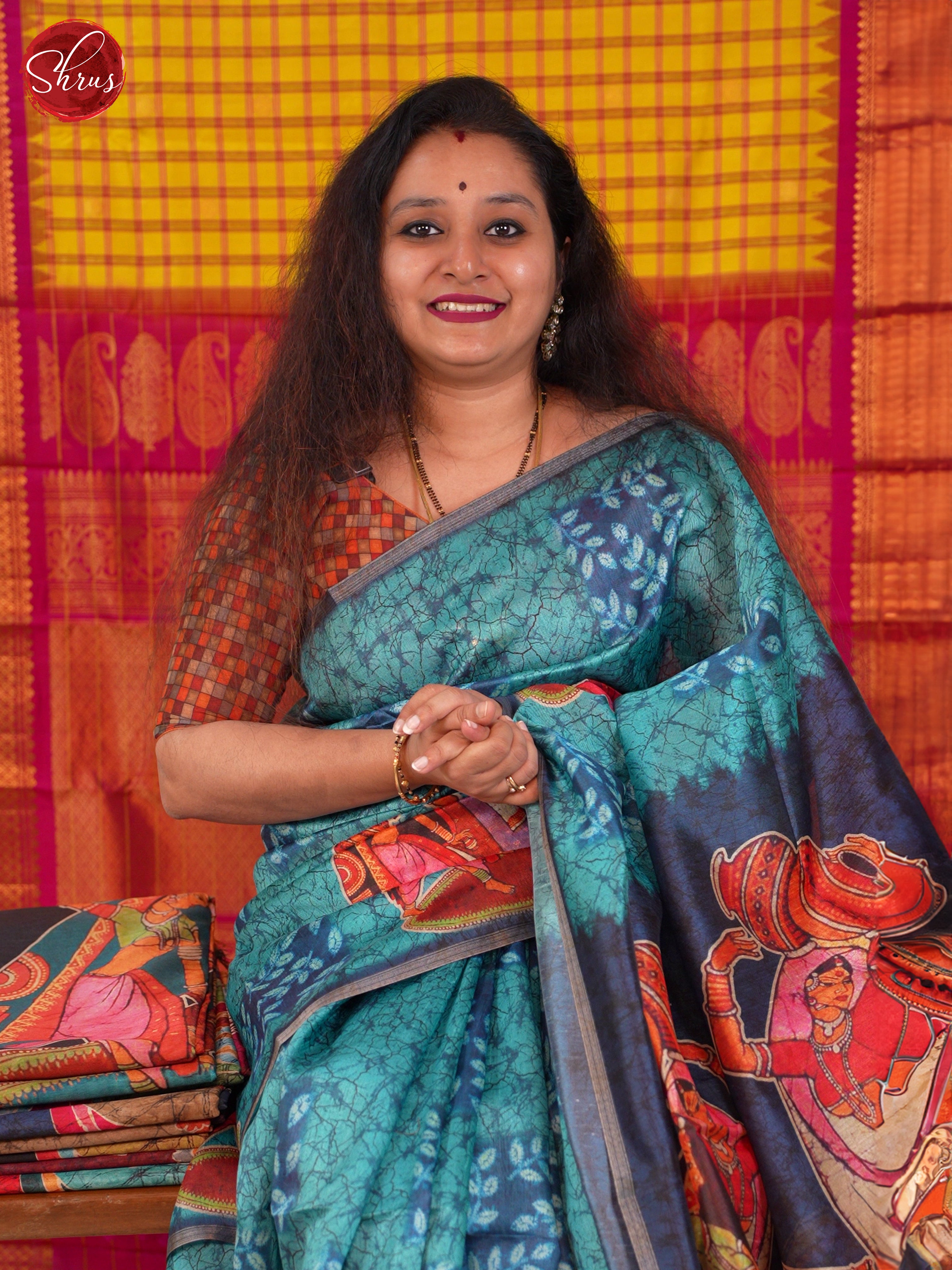 Blue & Navy Blue - Semi Matka Cotton Saree - Shop on ShrusEternity.com