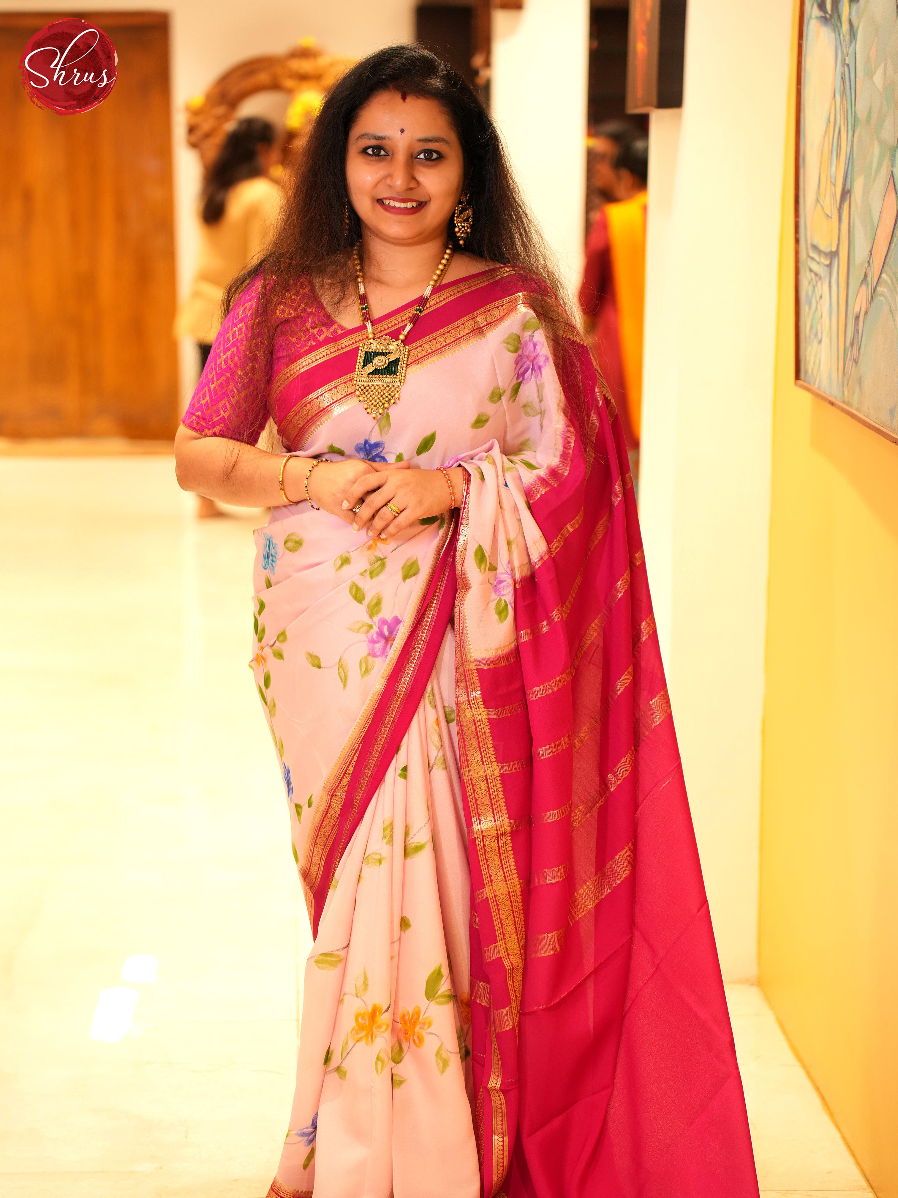 Baby Pink & Pink  - Mysore Silk Saree - Shop on ShrusEternity.com