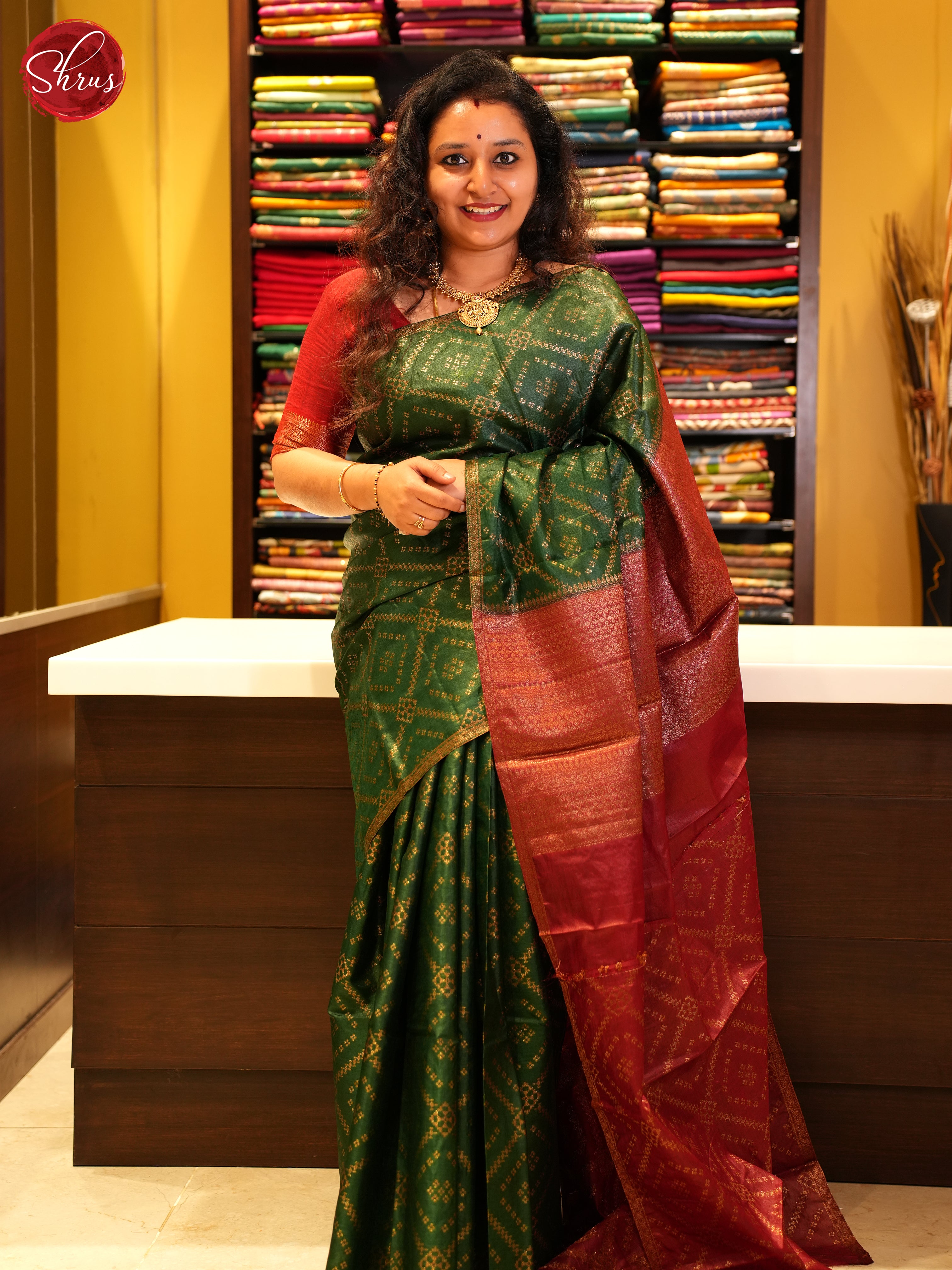 Green & Maroon - Tussar Saree - Shop on ShrusEternity.com