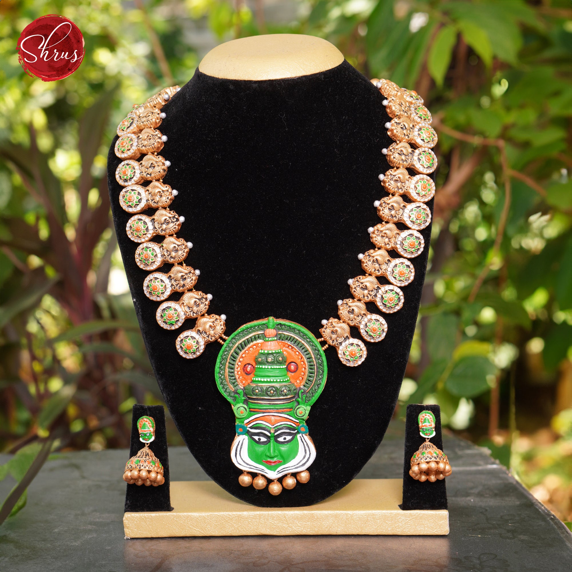 Kathakali handpainted terracotta jewellery set- Accessories - Shop on ShrusEternity.com