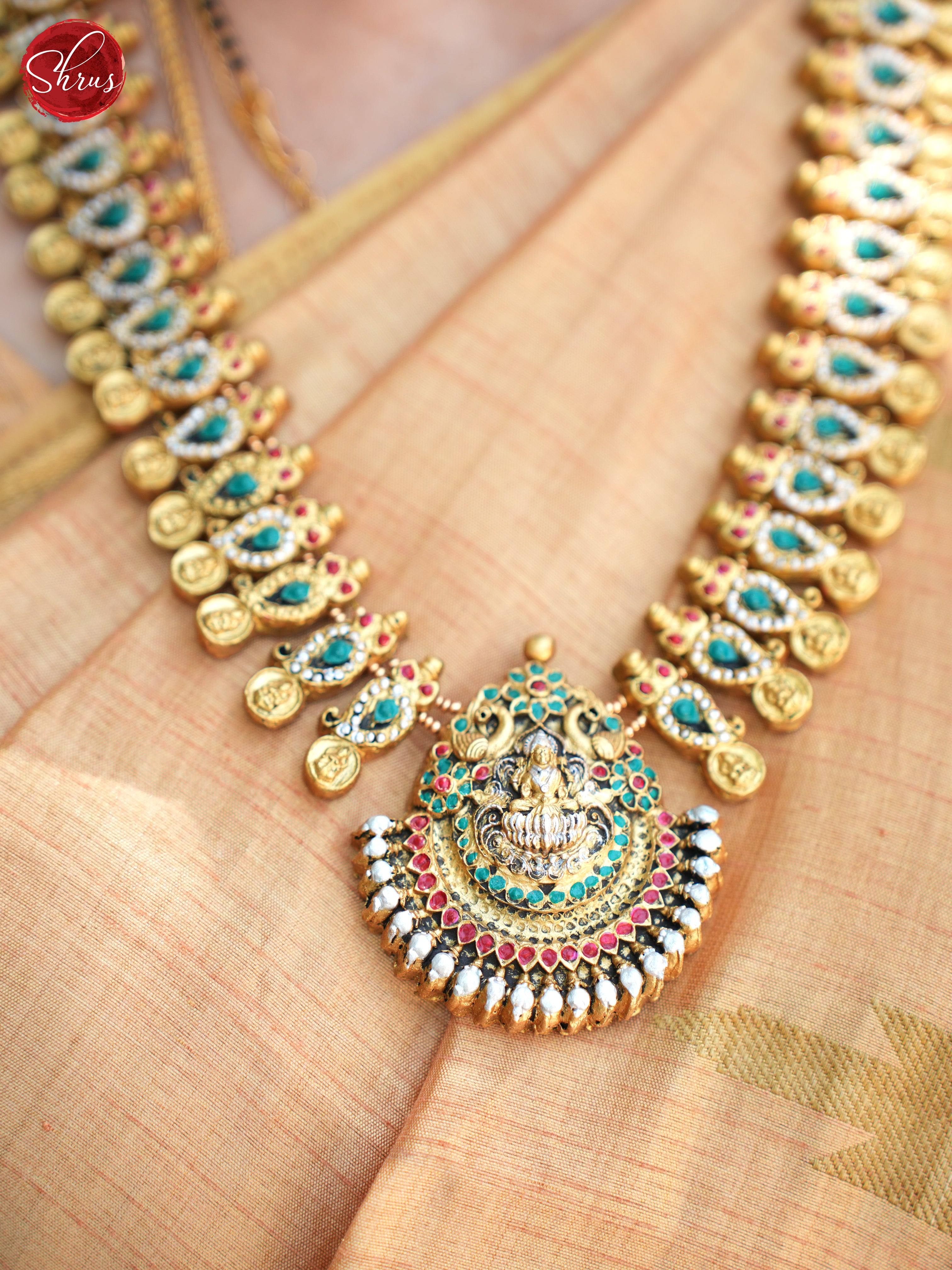 Handcrafted Lakshmi pendant  Terracotta Necklace with Jhumkas- Accessories - Shop on ShrusEternity.com