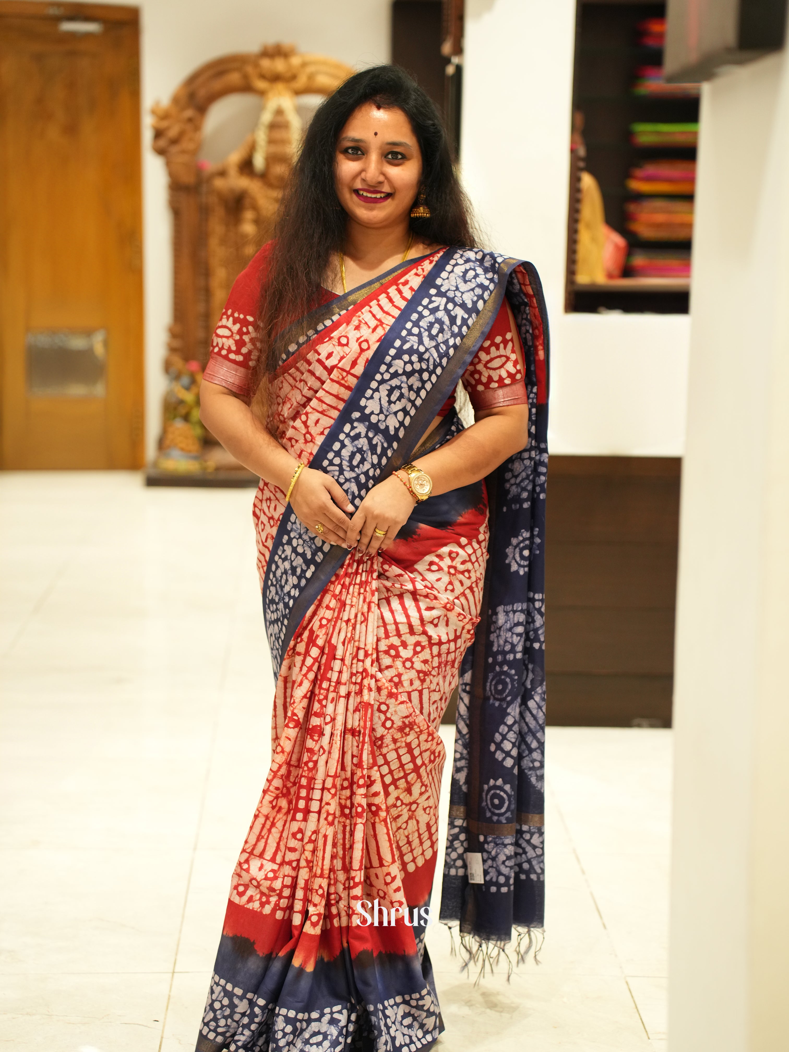 Red & Blue -Bhatik Saree