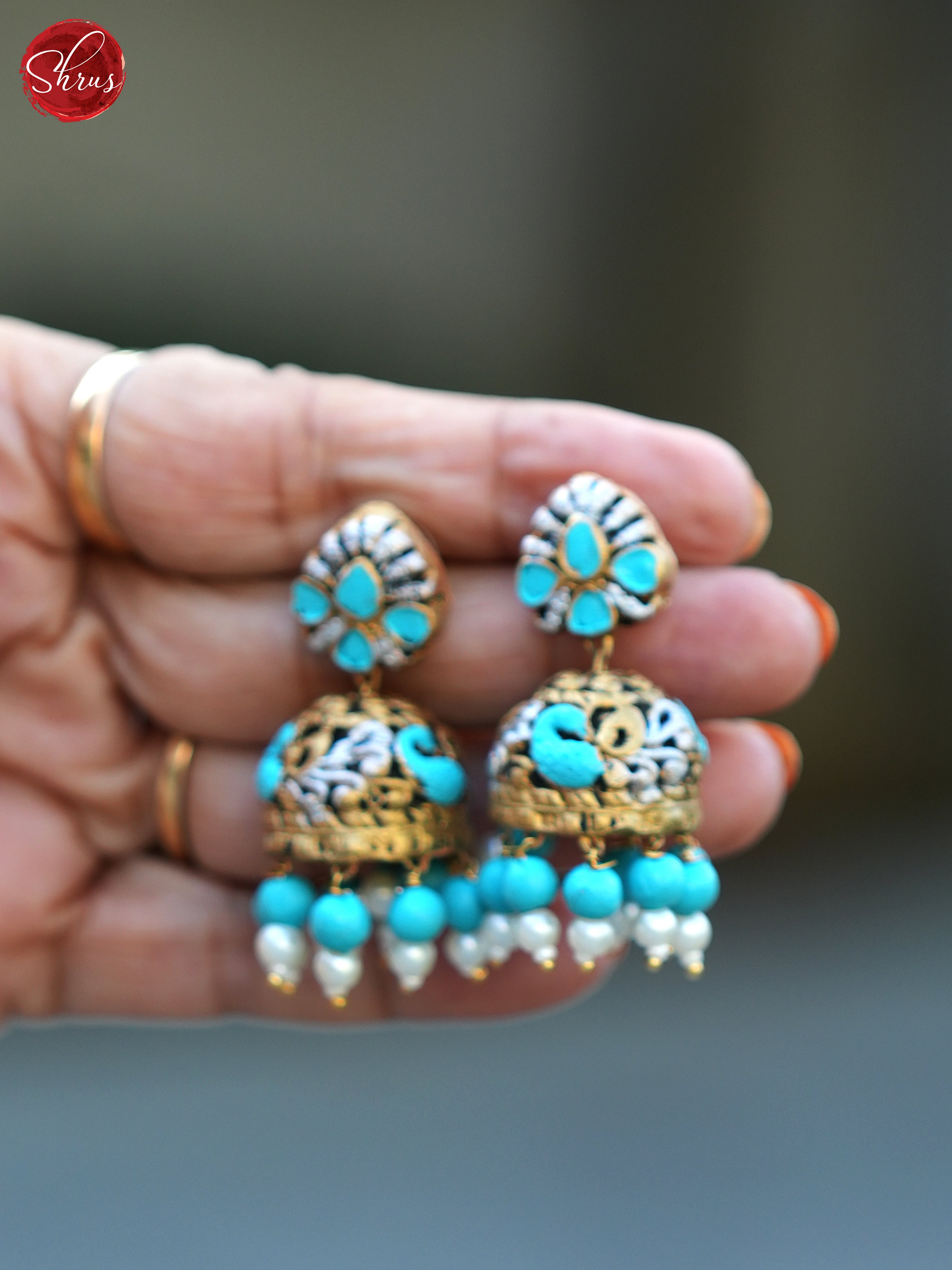 Hand Crafted Ram Parivar pendant terra cotta necklace with jhumkas- Accessories - Shop on ShrusEternity.com