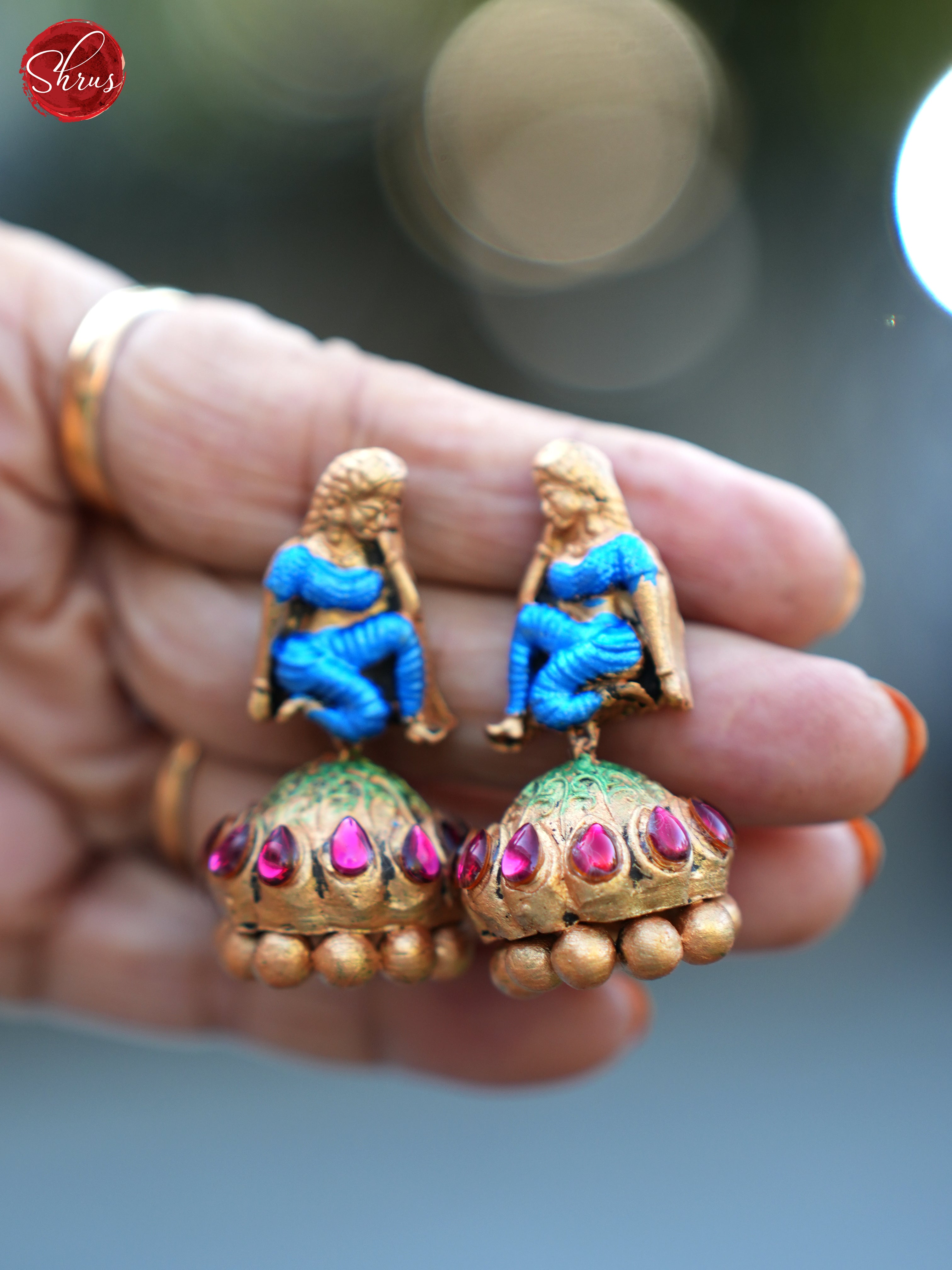 Handcrafted Pallaki pendant terracotta necklace with jhumkas  - Accessories - Shop on ShrusEternity.com