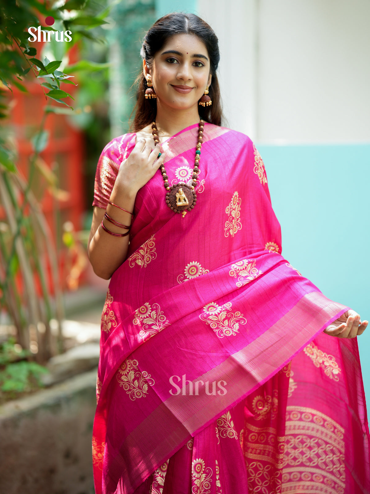 Pink - Semi Crepe - Saree- EAS30558 - Shop on Shrus.com