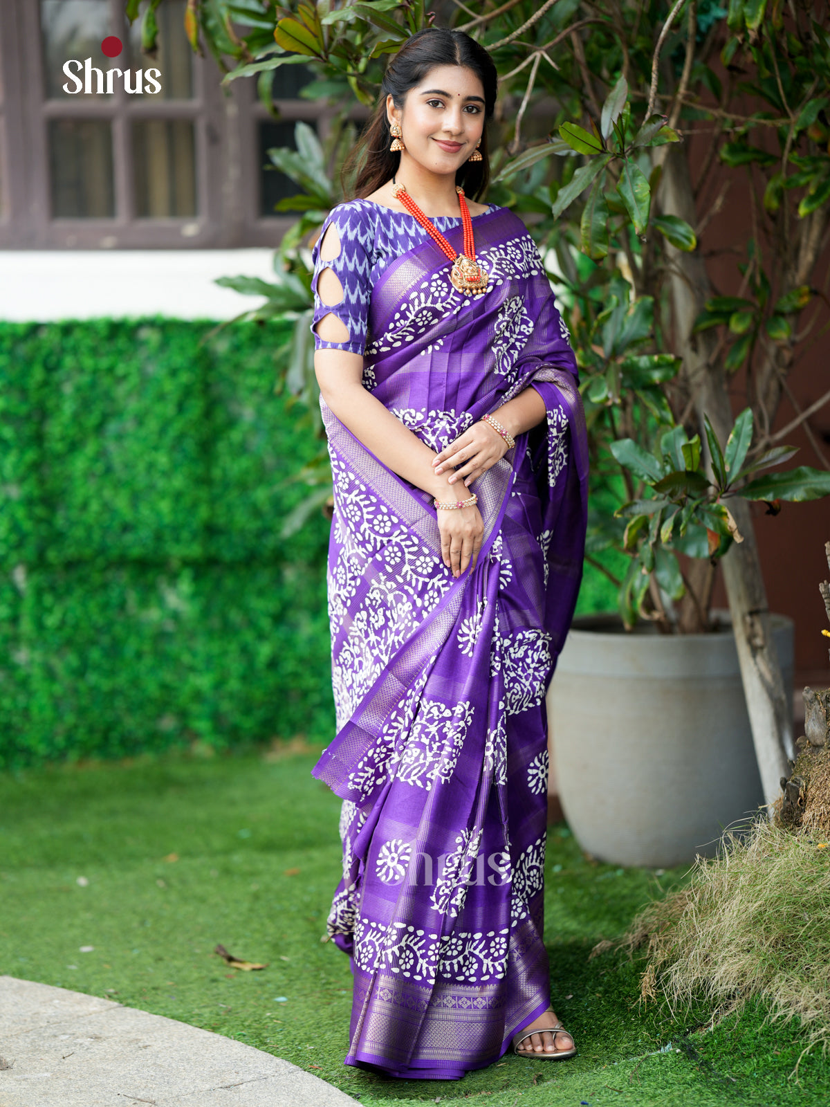 Purple - Semi Crepe - Saree- EAS30555 - Shop on Shrus.com