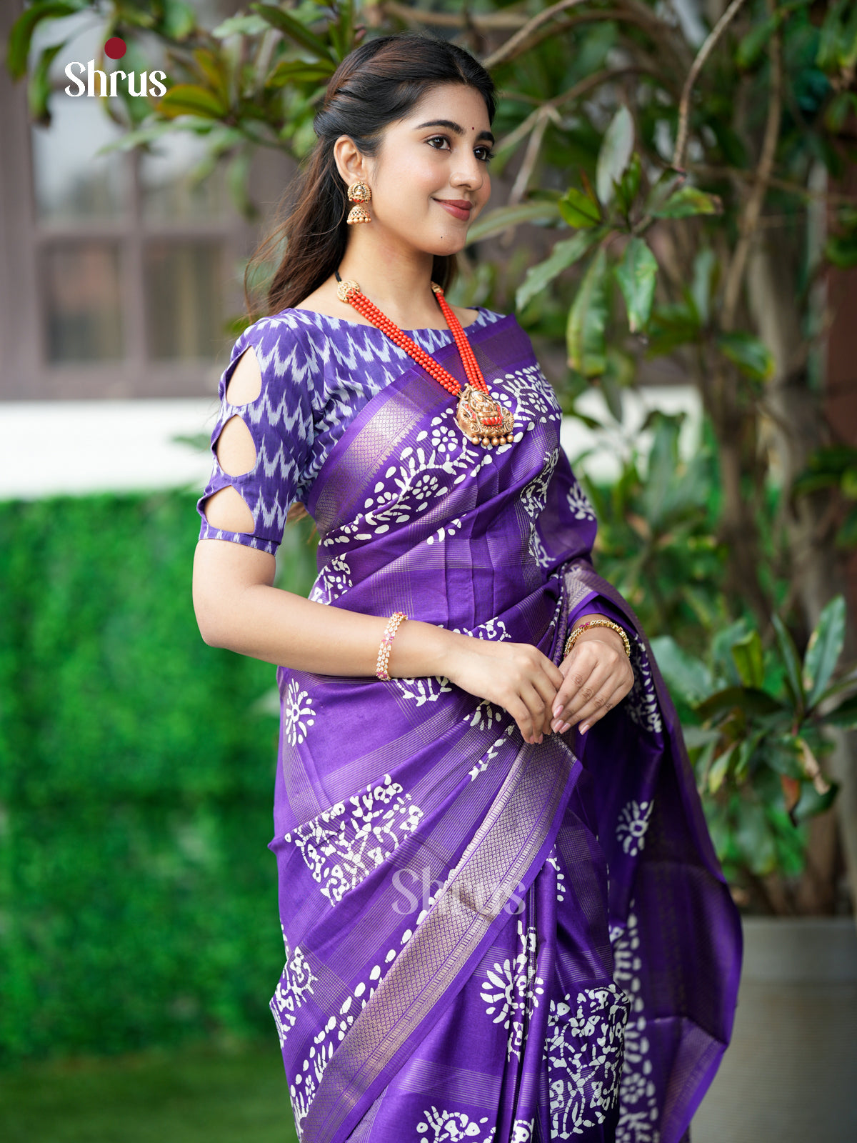 Purple - Semi Crepe - Saree- EAS30555 - Shop on Shrus.com