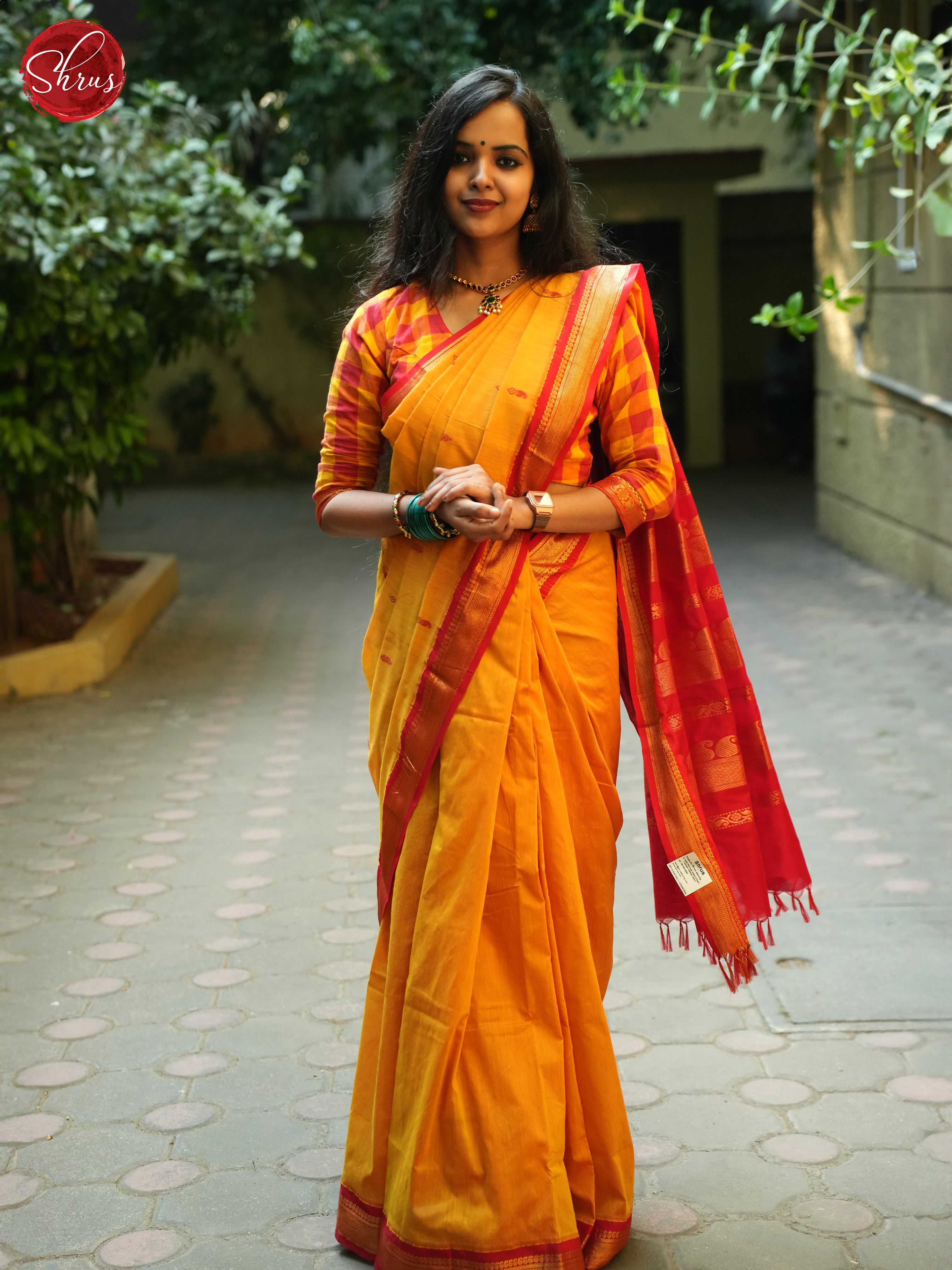 Yellow And Red- Kalyani Cotton Saree - Shop on ShrusEternity.com